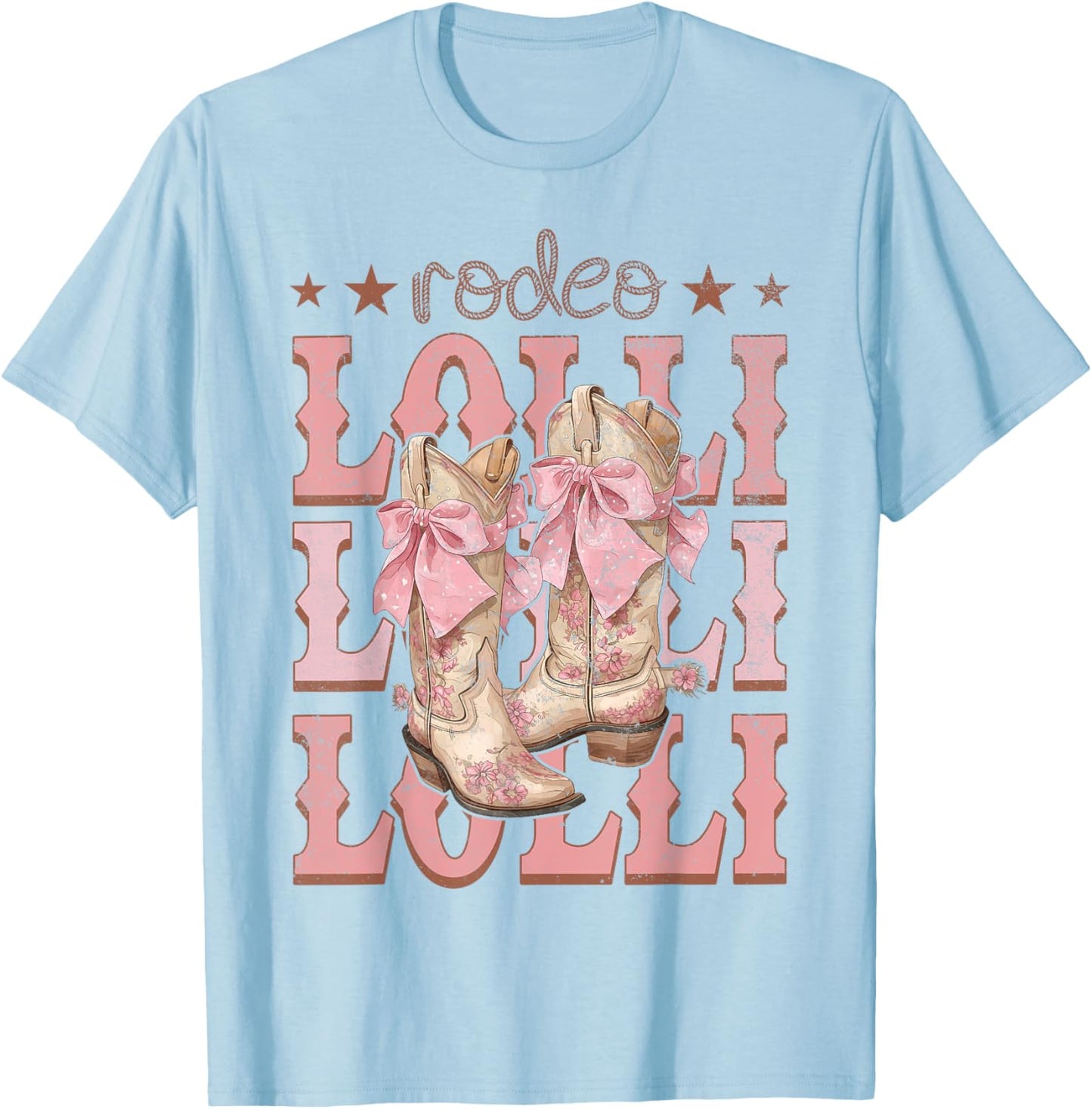 Rodeo Lolli Pink Boots Coquette Cow-Girl Birthday Party T-Shirt - T-Shirt | Light Blue