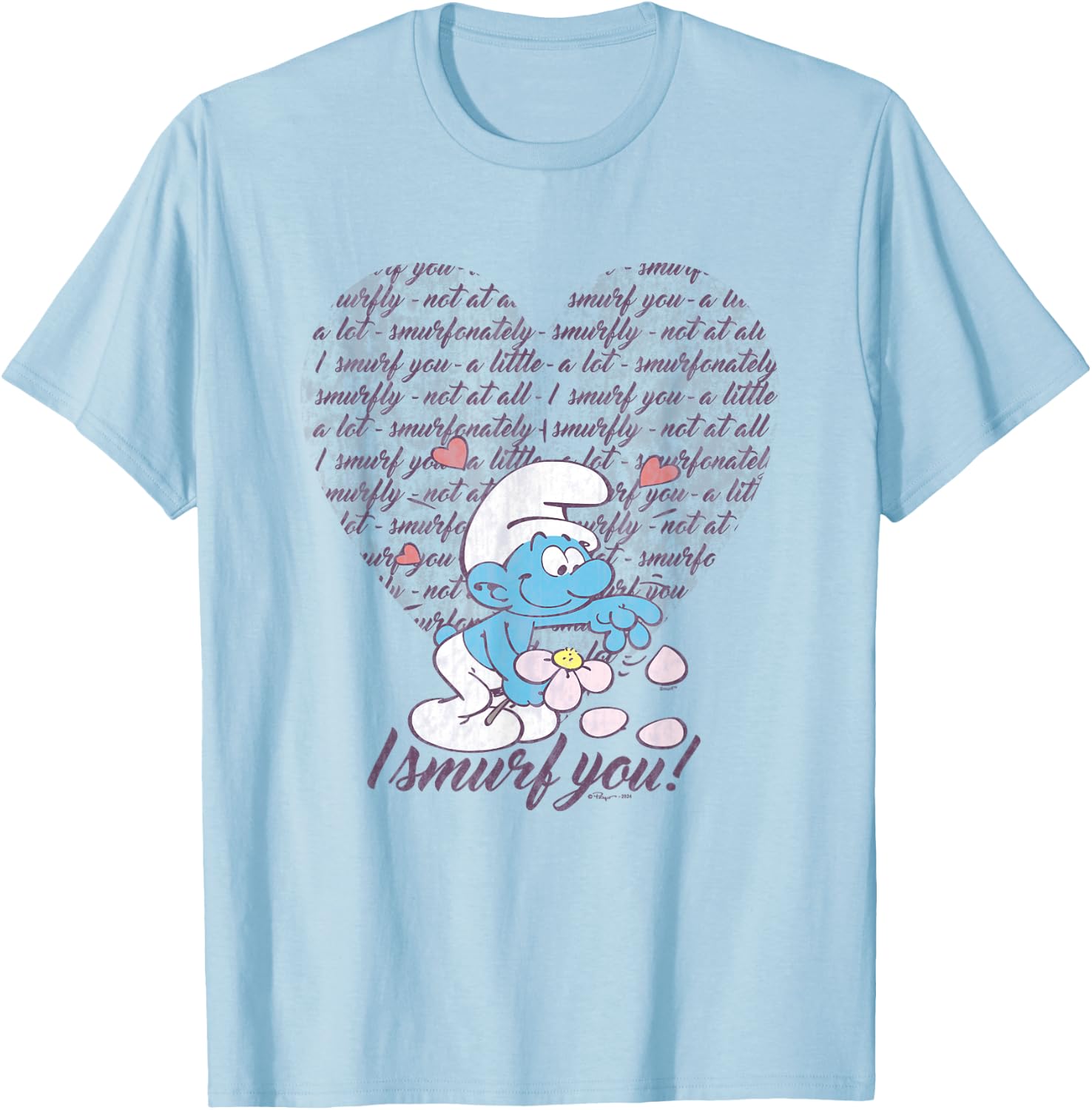 The Smurfs Valentine's Day I Smurf You! Vintage Heart Logo T-Shirt - T-Shirt | Light Blue