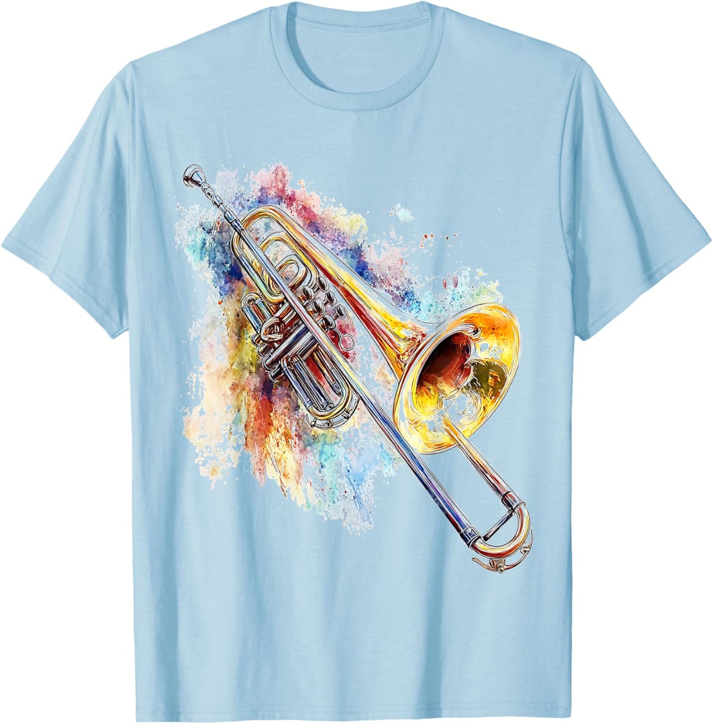 Trombone Musical Instrument Trombone , white, S T-Shirt - T-Shirt | Light Blue