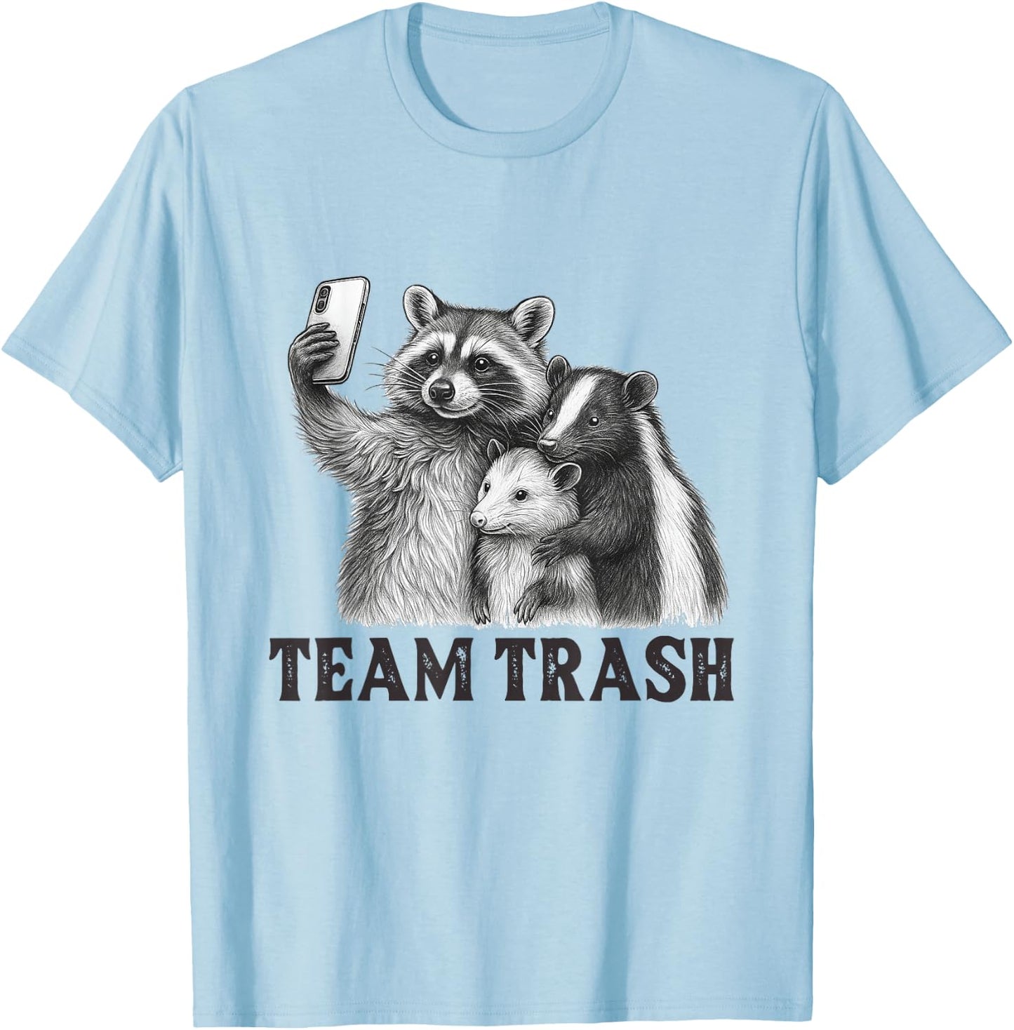 Team Trash Raccoon Opossum Skunk Sunglasses Feral Cats T-Shirt - T-Shirt | Light Blue