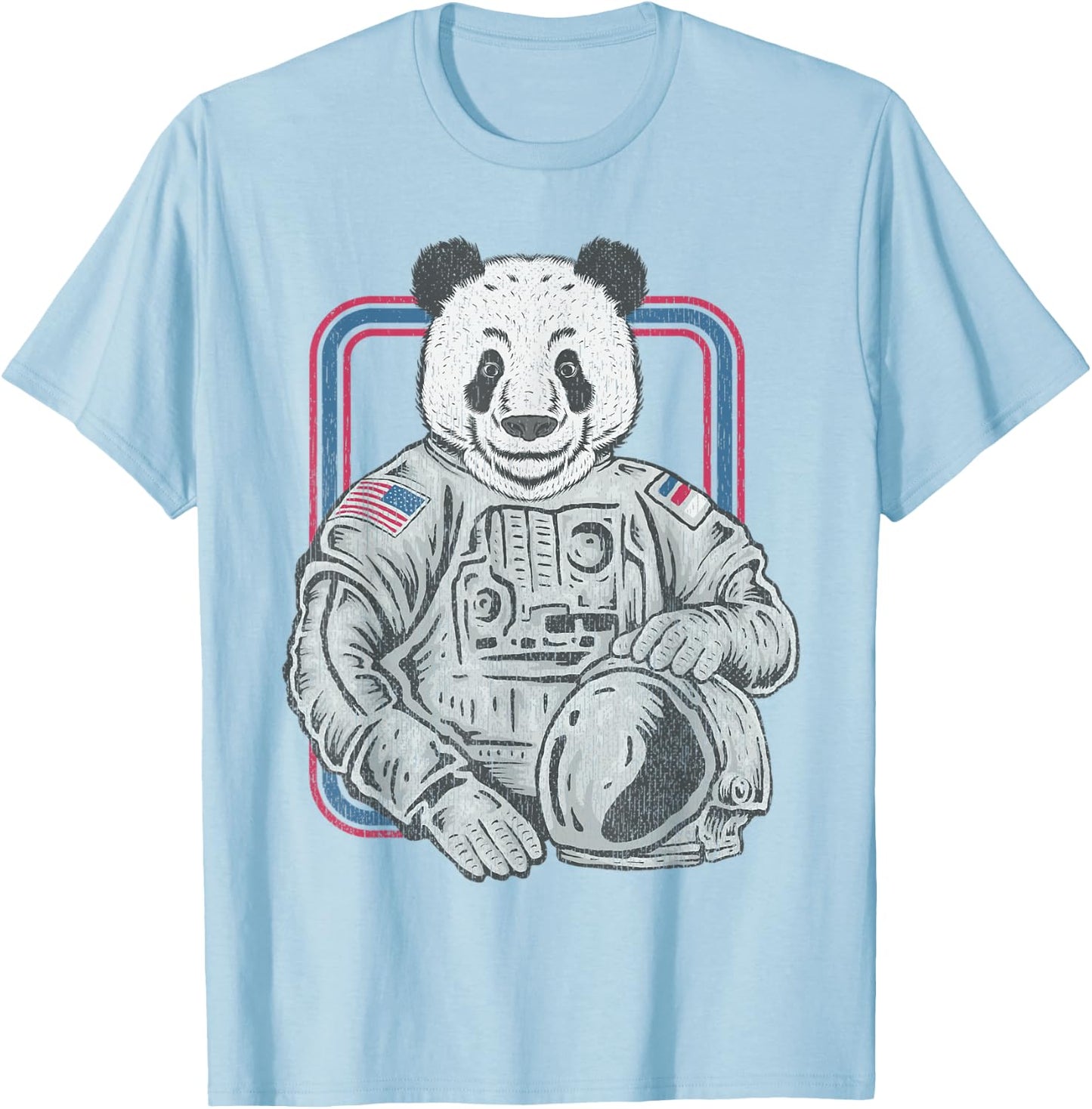 Vintage Retro Panda Shirt Astronaut 70s 80s Panda T-Shirt - T-Shirt | Light Blue