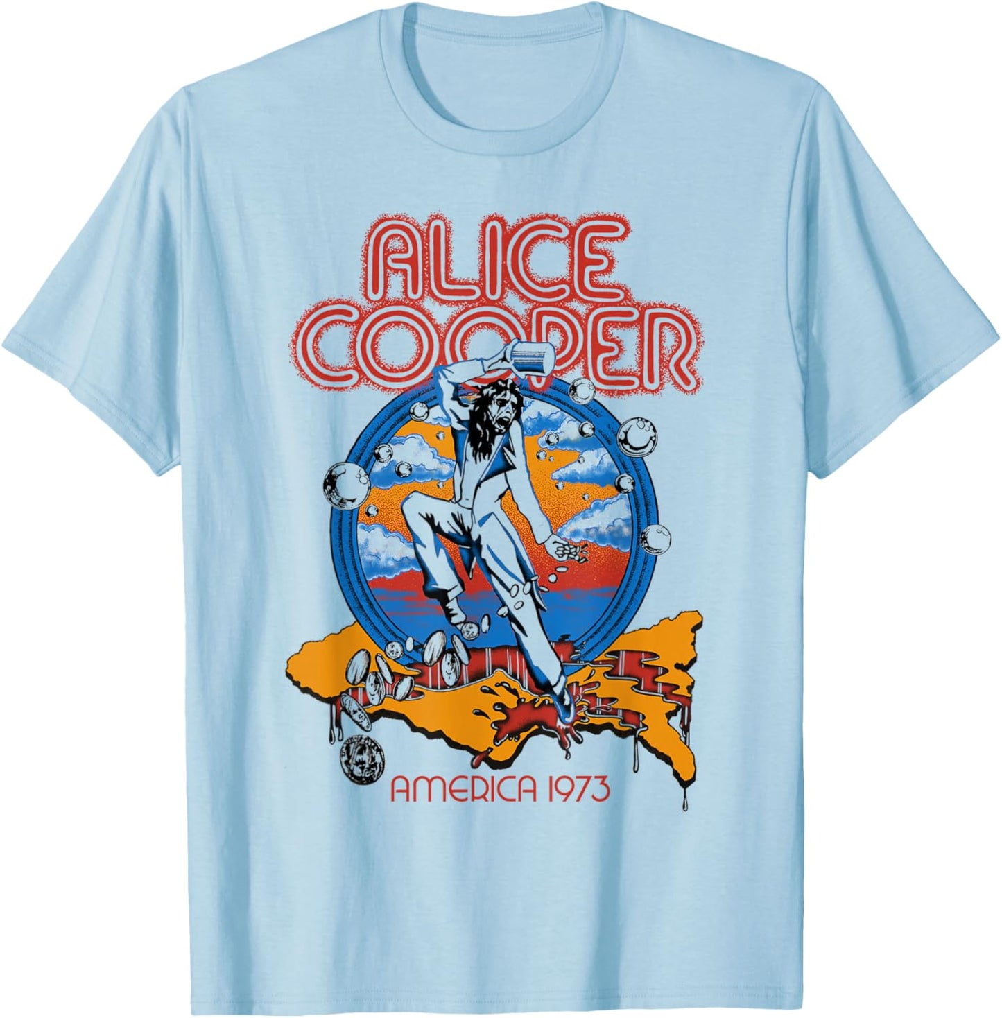 Alice Cooper – America 73 T-Shirt - T-Shirt | Light Blue