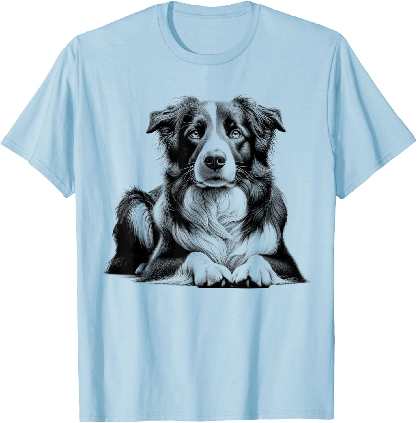 Cute Border Collie in Lying Pose T-Shirt - T-Shirt | Light Blue