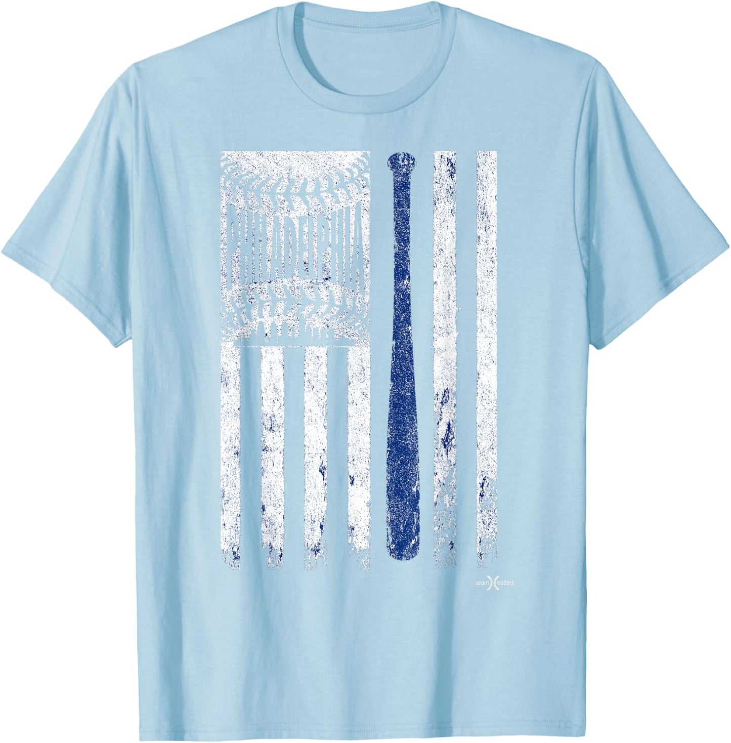 The Vintage Philadelphia Baseball Flag | Patriotic Baseball Kids Men T-Shirt - T-Shirt | Light Blue