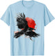Raven Drawing Moon Painting Animal Motif Art Bird Crow T-Shirt - T-Shirt | Light Blue