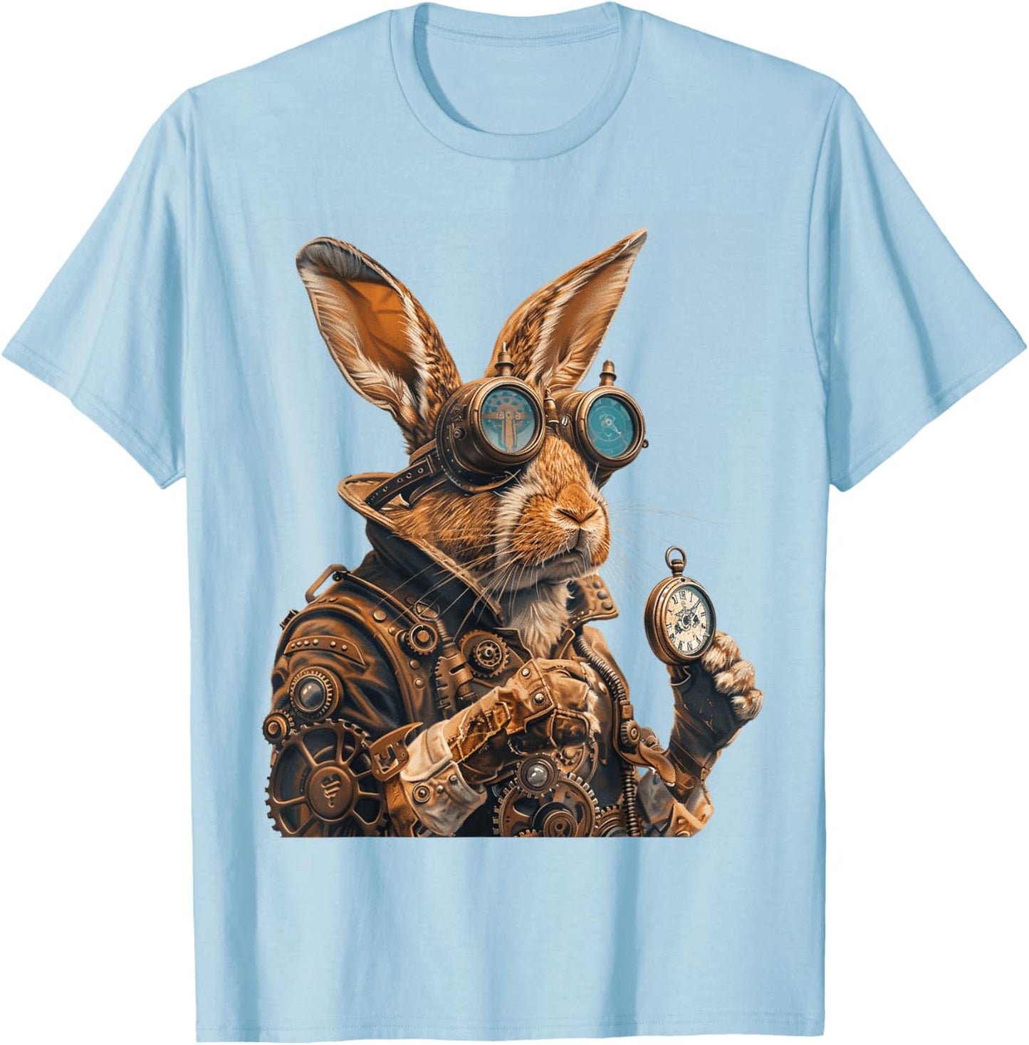 Steampunk Rabbit Fantasy Art Design T-Shirt - T-Shirt | Light Blue