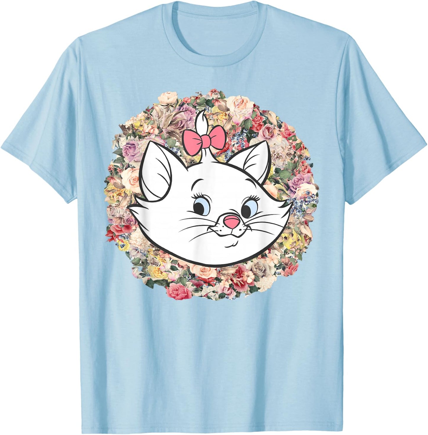 Disney The Aristocats Marie Floral Portrait T-Shirt - T-Shirt | Light Blue