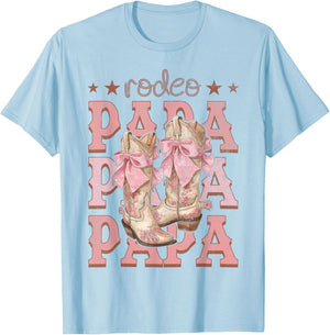 Rodeo Papa Pink Boots Coquette Cow-Girl Birthday Party T-Shirt - T-Shirt | Light Blue
