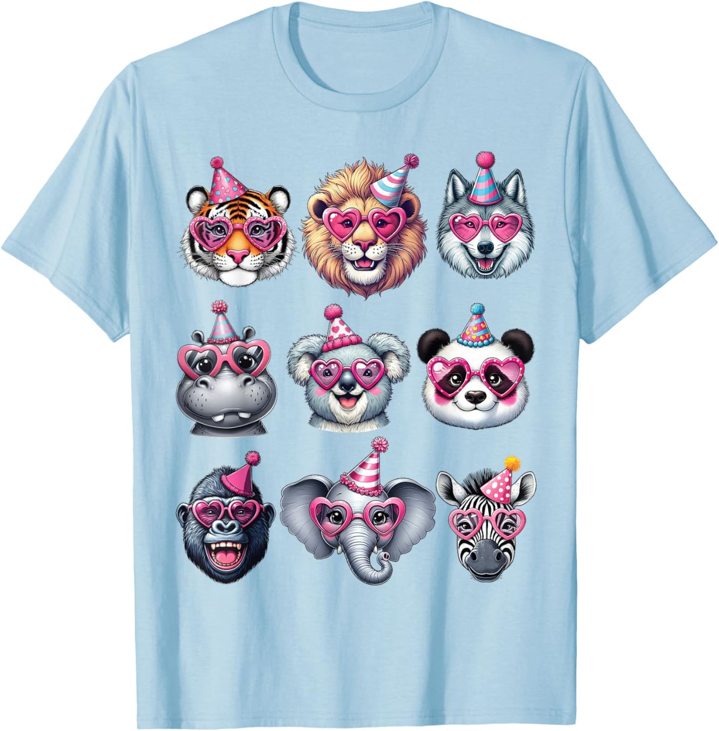 Zoo Animals Birthday Party Wildlife Lovers Boys Girls Kids T-Shirt - T-Shirt | Light Blue