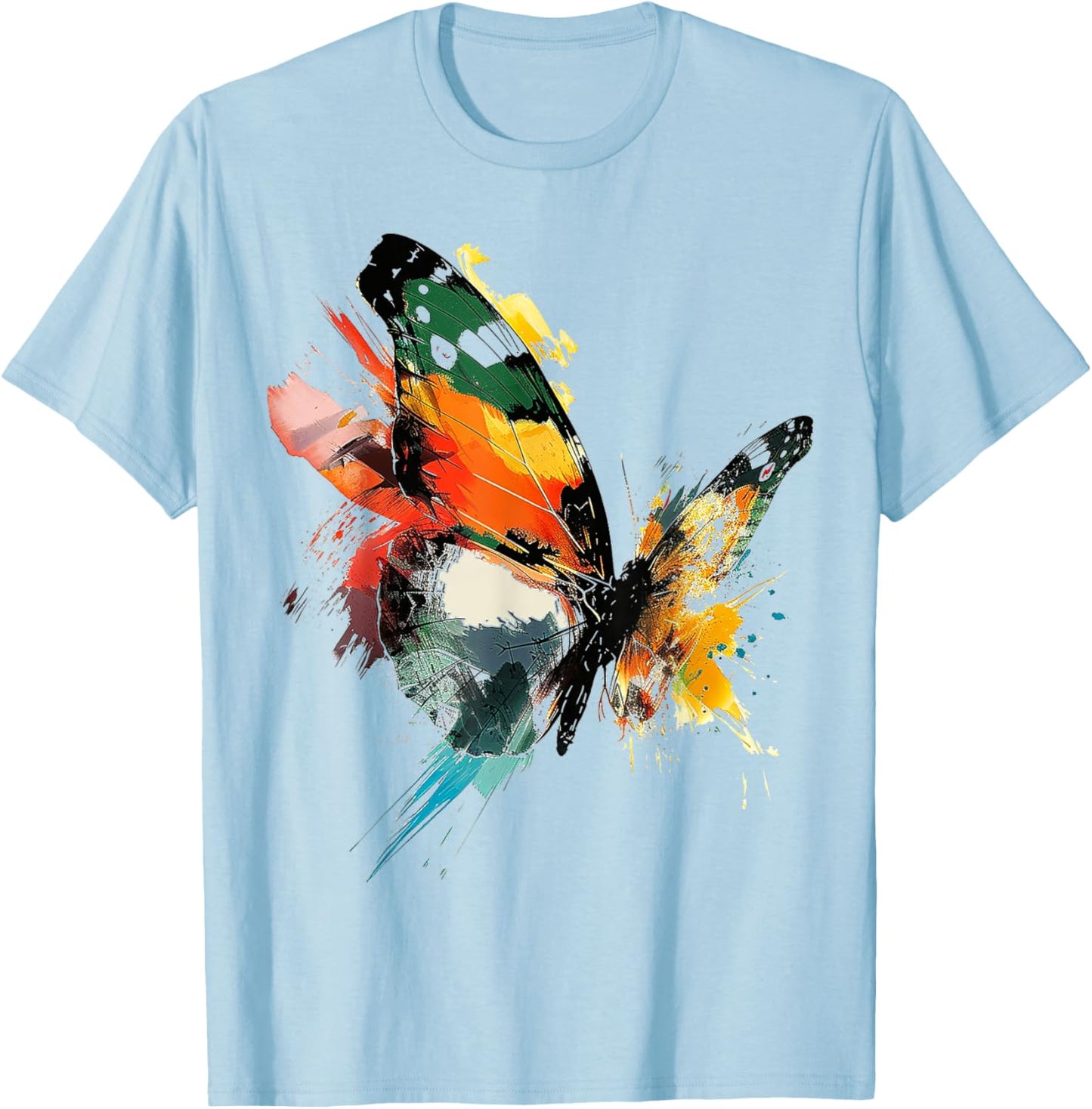 @n!mal Schmetterling Bunte Grafik Tier Abstrakte Kunst Schmetterling Multicolored Klein Klassisch Butterfly Graphic T-Shirt - T-Shirt | Light Blue