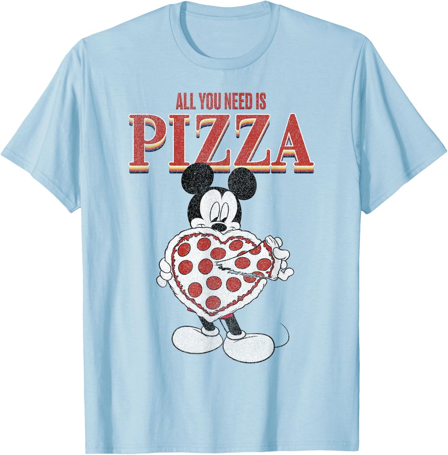 Disney Mickey And Friends Mickey All You Need Is Pizza T-Shirt - T-Shirt | Light Blue