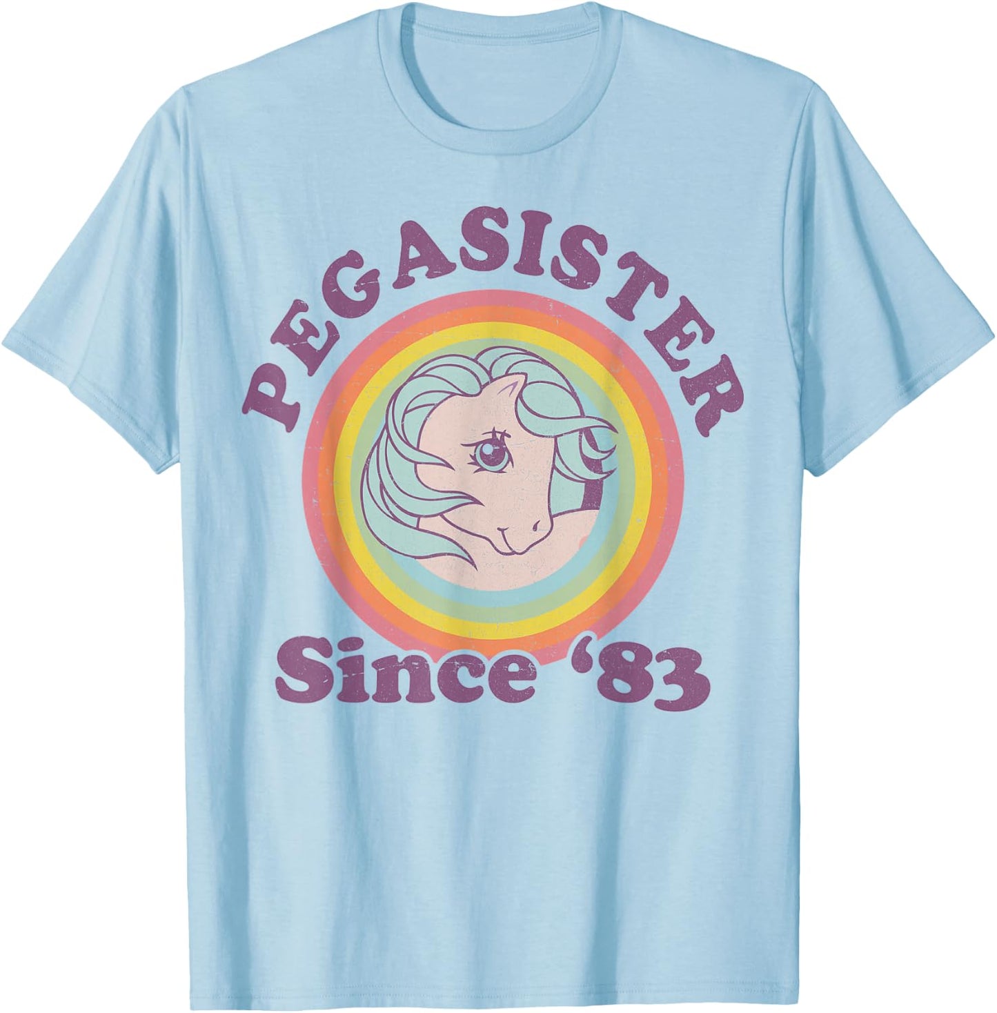 My Little Pony Pegasister Since '83 Retro Rainbow Circle T-Shirt - T-Shirt | Light Blue