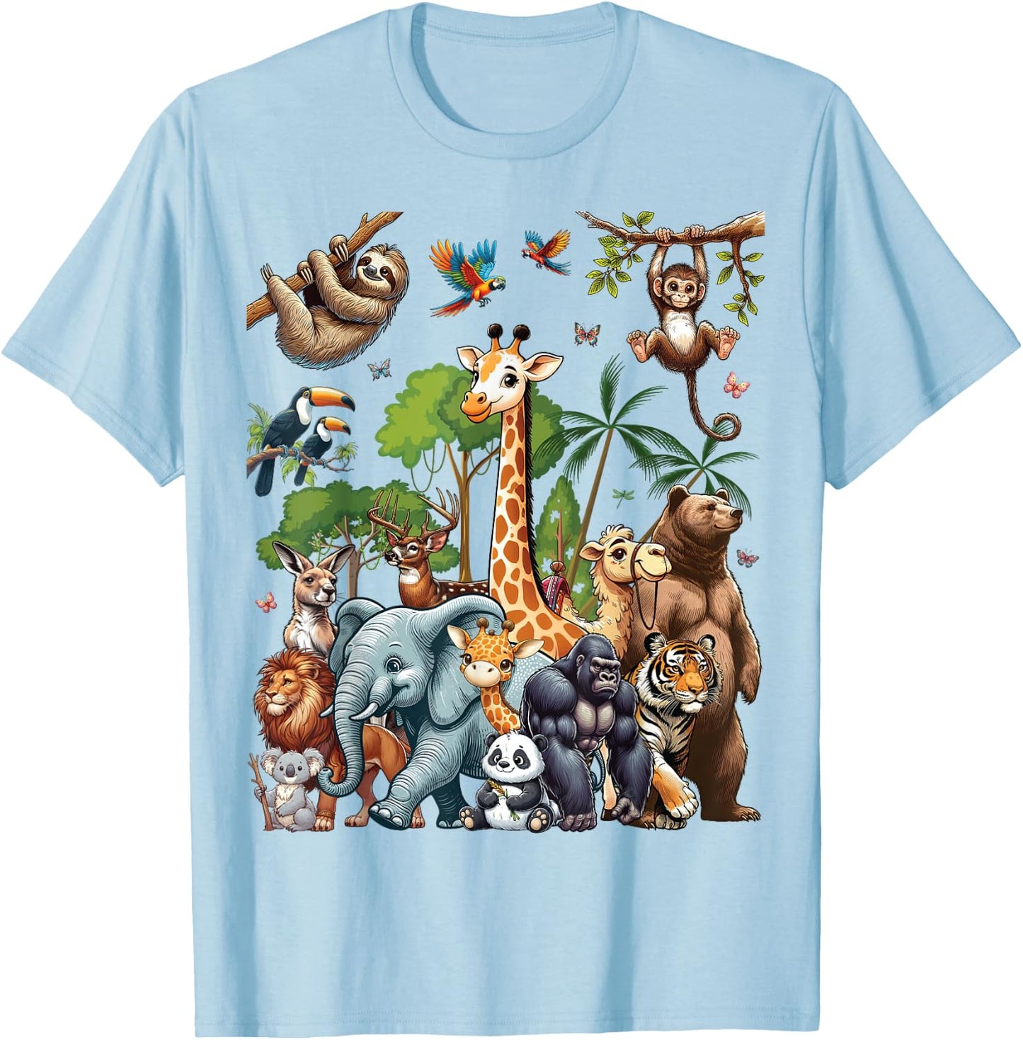 Zoo Animals Wildlife Safari Jungle Zoo Birthday Party T-Shirt - T-Shirt | Light Blue