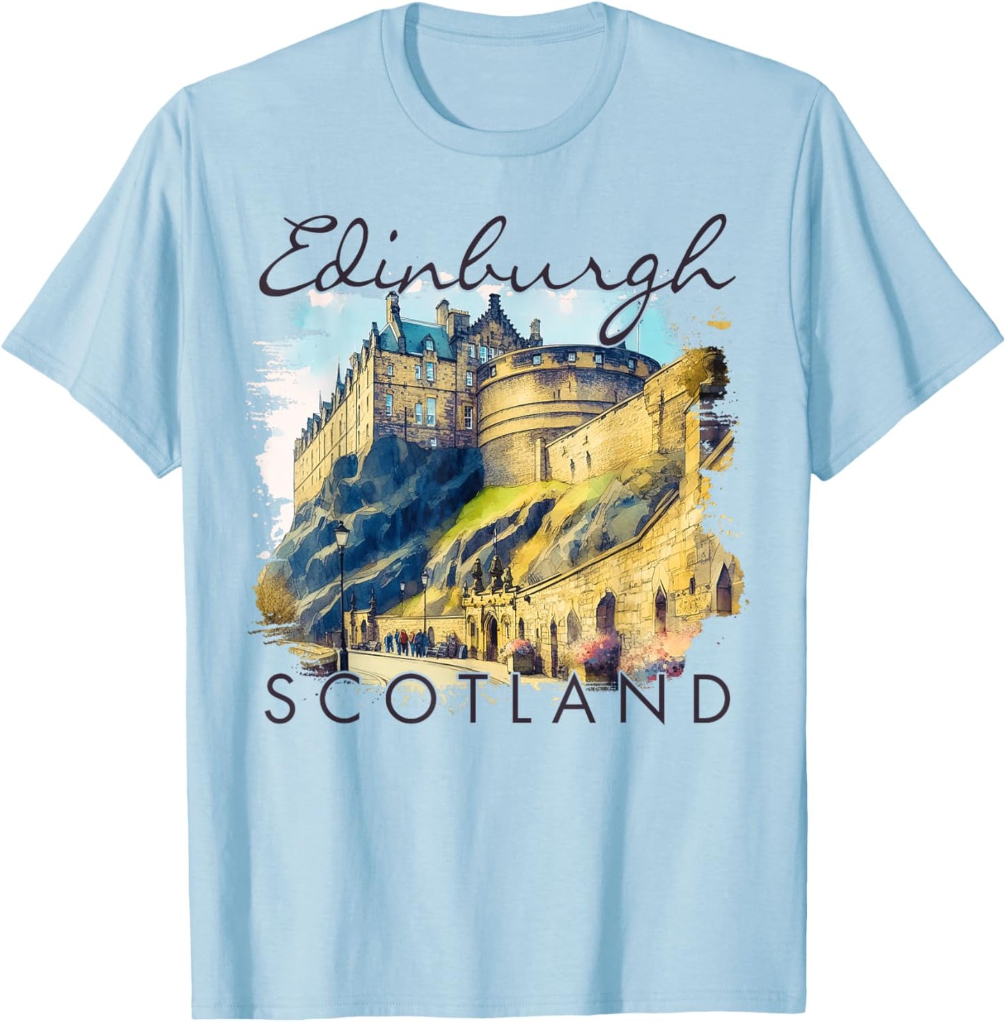 Edinburgh Scotland Travel Trip Edinburgh Castle Traveling T-Shirt - T-Shirt | Light Blue
