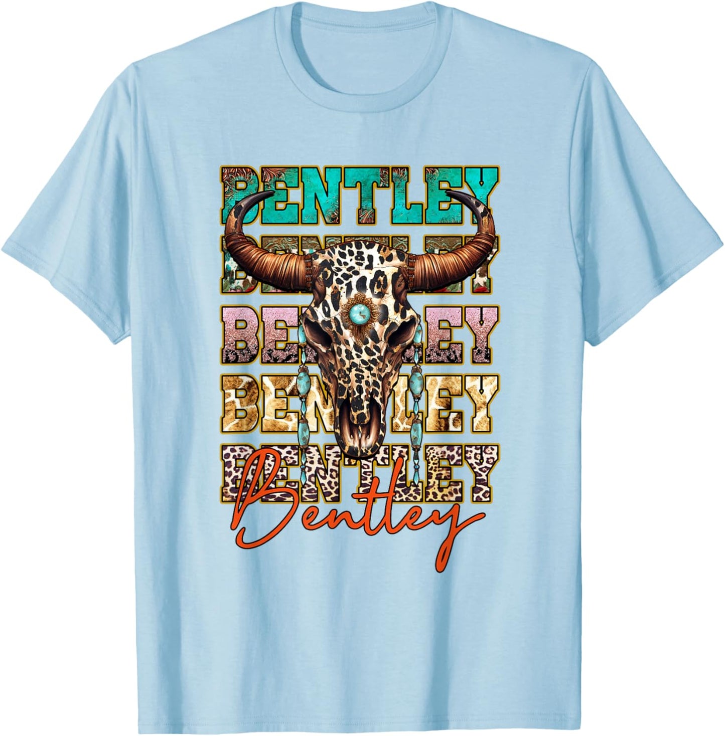 Graphic Bentley Personalized Name Retro Outfit Name Pride T-Shirt - T-Shirt | Light Blue