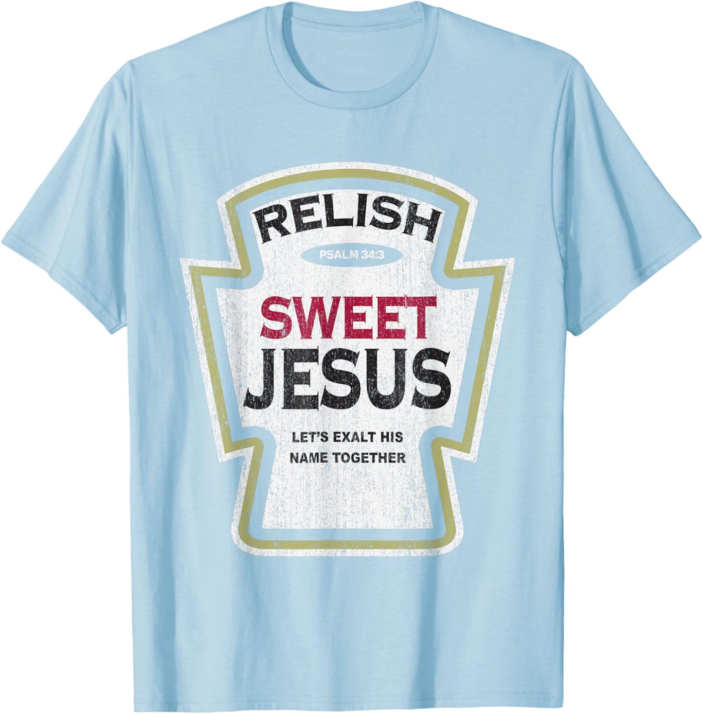 Retro Relish Sweet Jesus Funny Christian Parody T-Shirt - T-Shirt | Light Blue