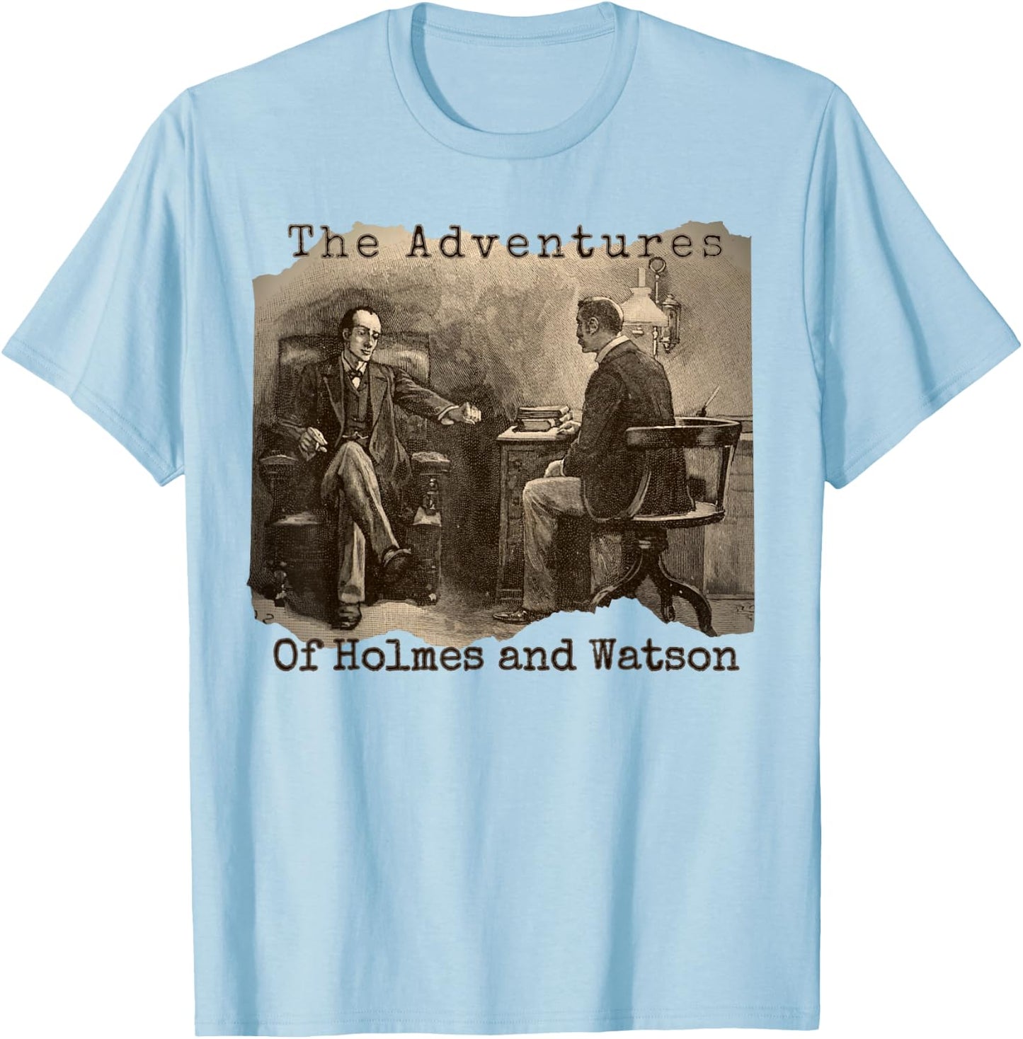 Adventures of Holmes and Watson - Sherlock Holmes Mystery T-Shirt - T-Shirt | Light Blue