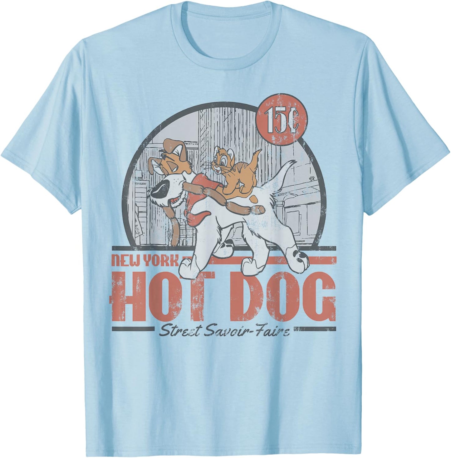 Disney Oliver & Company New York Hot Dog Poster Small T-Shirt - T-Shirt | Light Blue