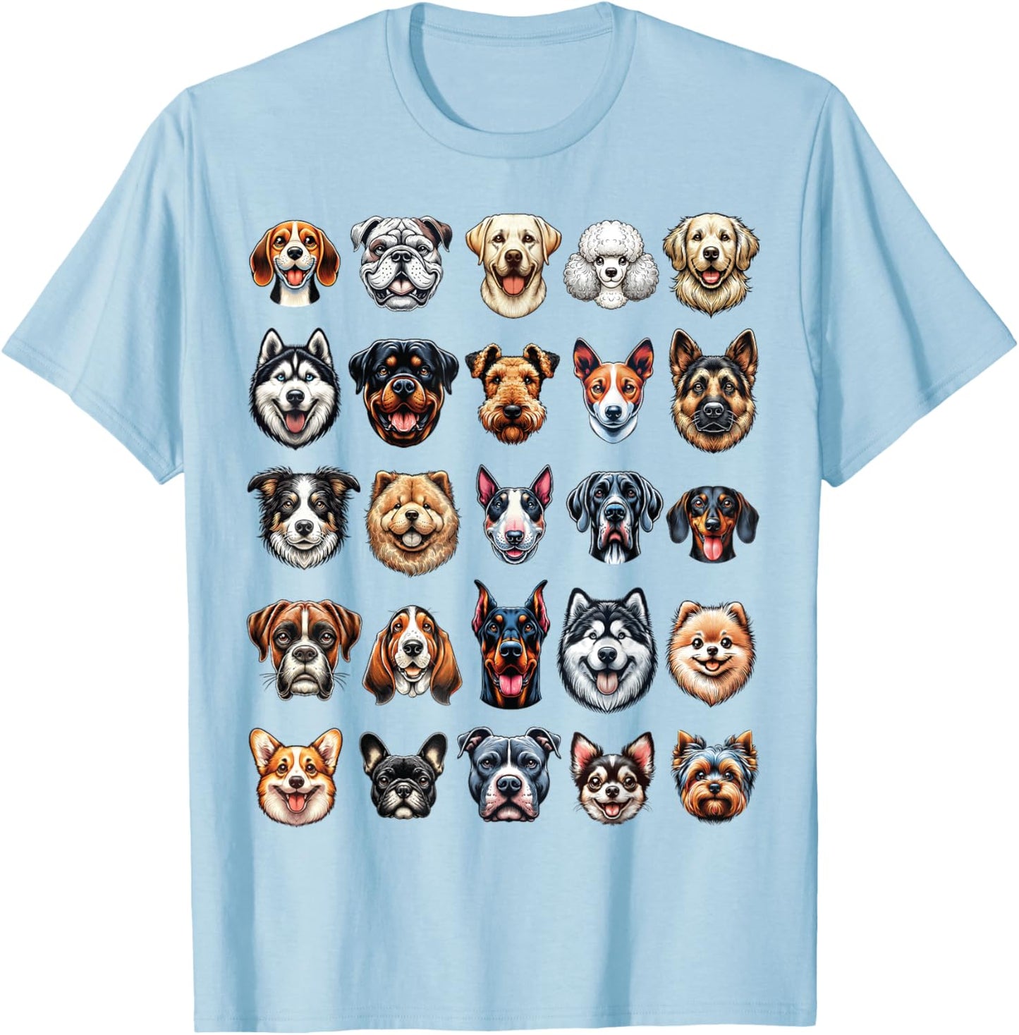 Types Of Dogs Breeds Chart Educational Canine Enthusiast T-Shirt - T-Shirt | Light Blue