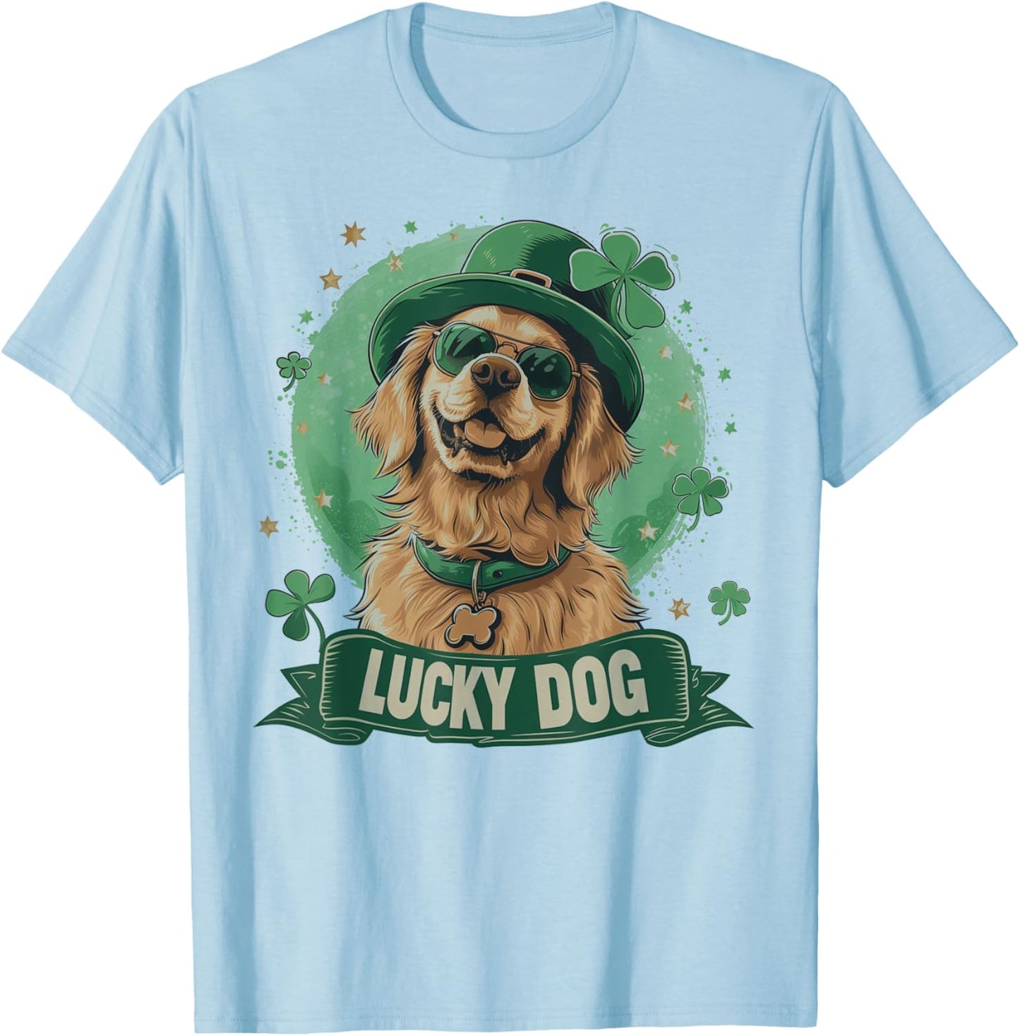 Golden Retriever Dog - St. Patrick's Day Saint Paddy's Irish Women Kids T-Shirt - T-Shirt | Light Blue