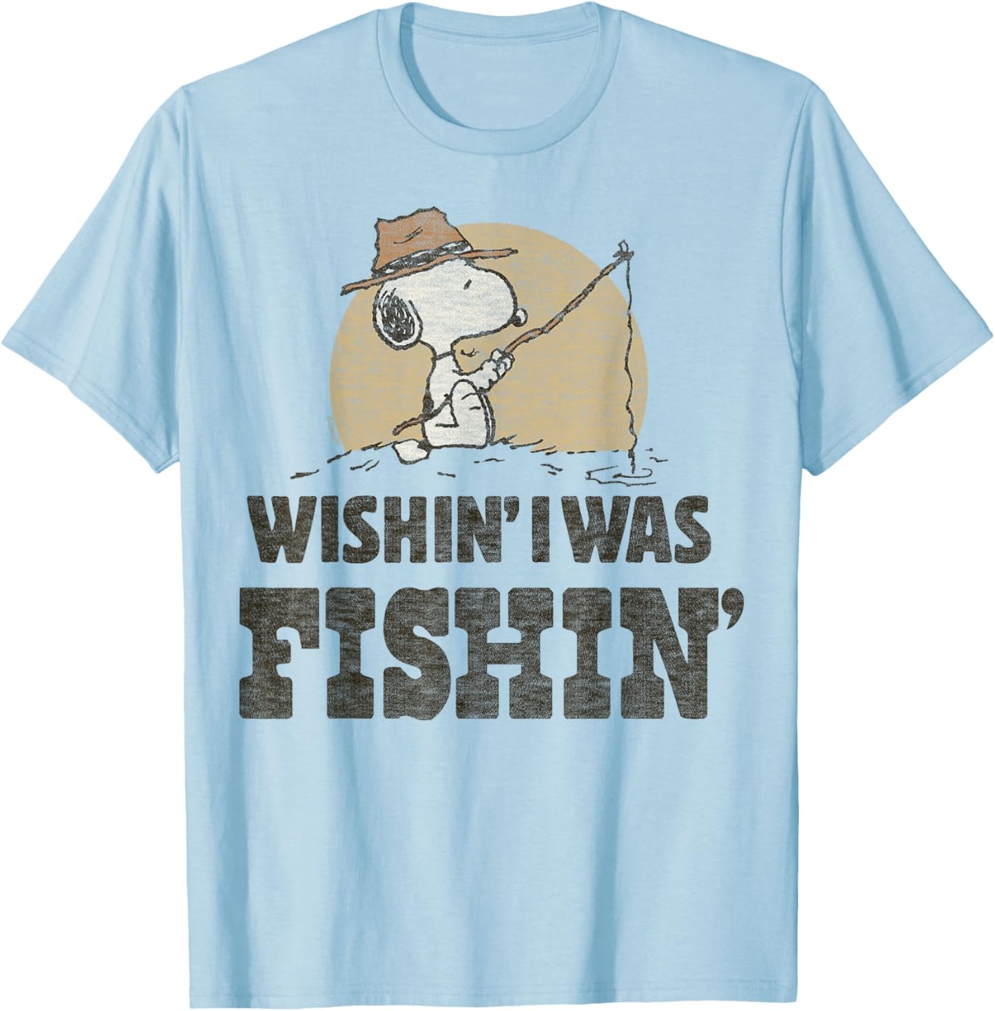 Peanuts Snoopy Wishin' I Was Fishin' T-Shirt - T-Shirt | Light Blue