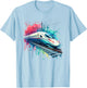 Watercolor Bullet Passenger Train T-Shirt - T-Shirt | Light Blue