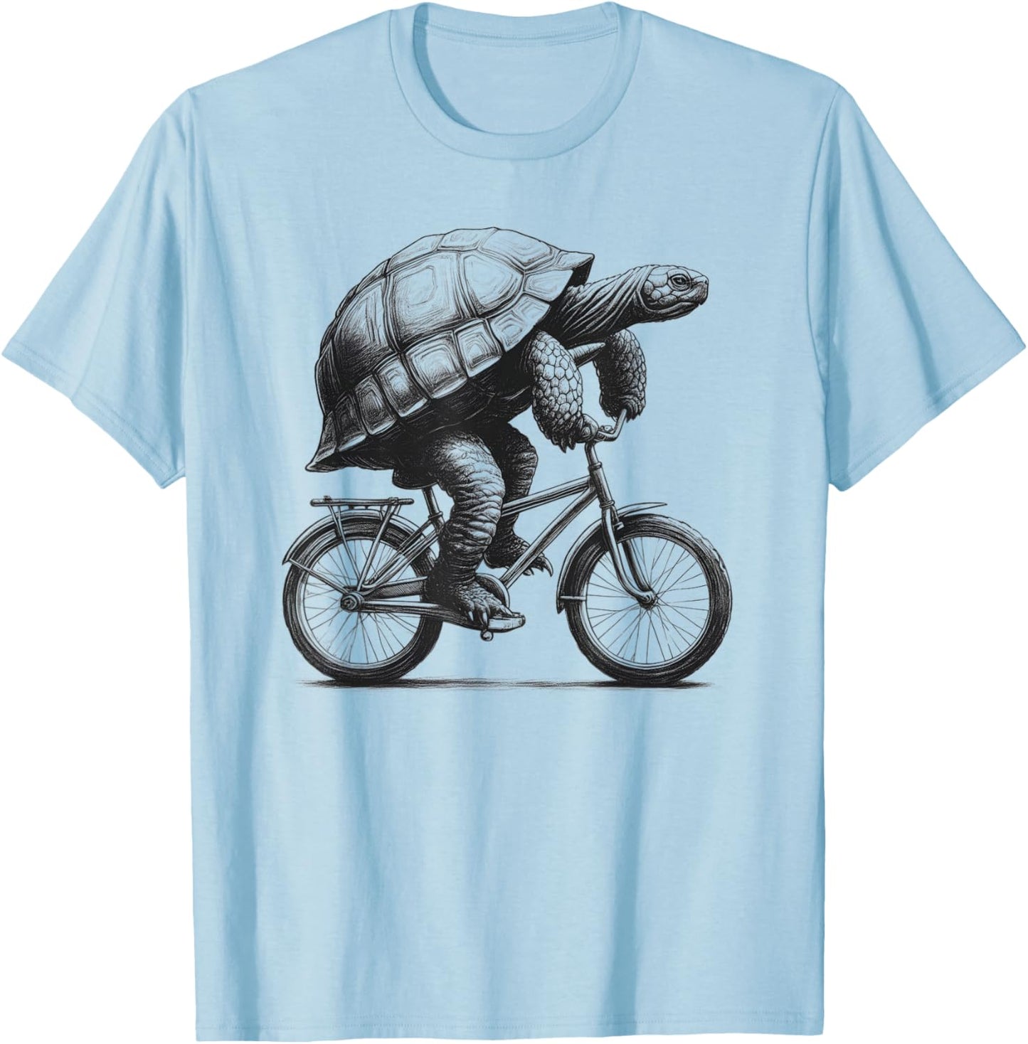 Turtle Riding Bike Biker Cycling Bicycle Vintage Retro T-Shirt - T-Shirt | Light Blue