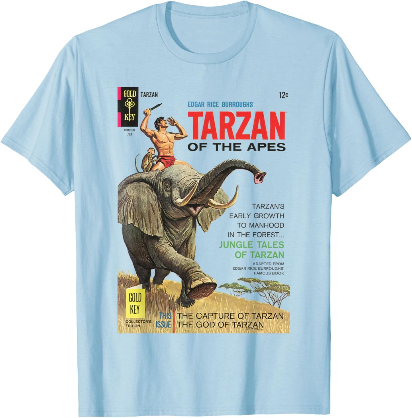 Tarzan Of The Apes Jungle Tales Cover Art T-Shirt - T-Shirt | Light Blue