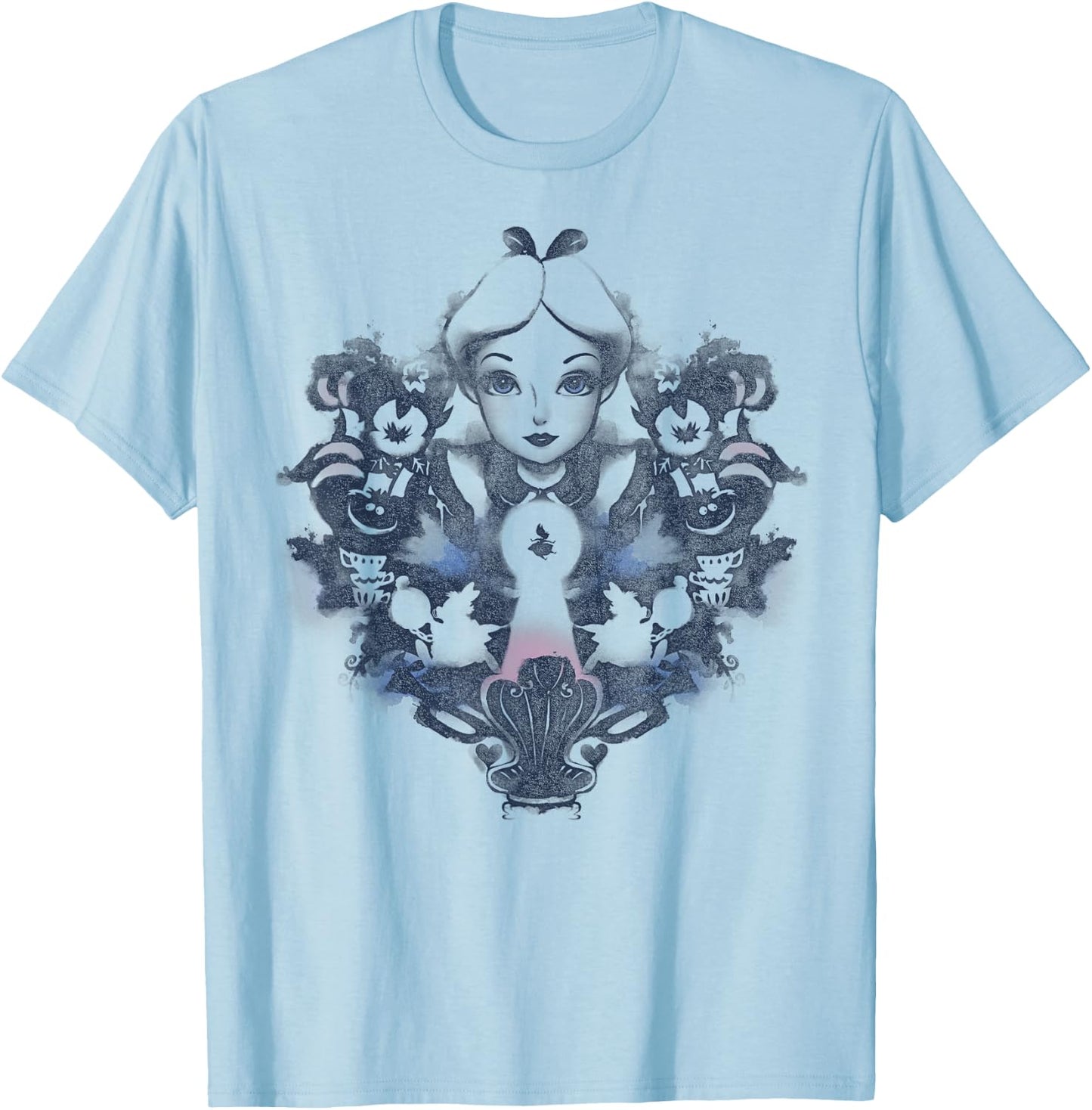 Disney Alice in Wonderland Alice Mirrored Watercolor Small T-Shirt - T-Shirt | Light Blue
