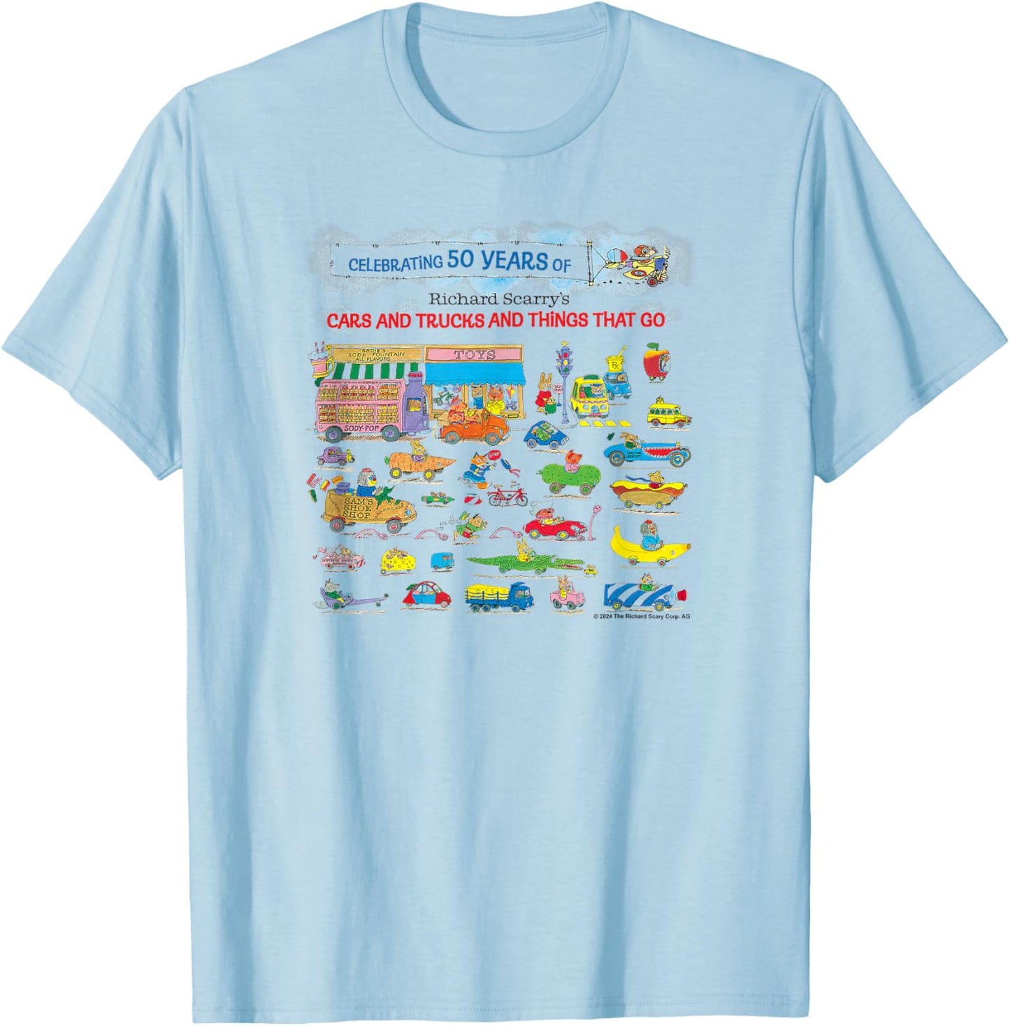 Richard Scarry 50 Year Banner T-Shirt - T-Shirt | Light Blue