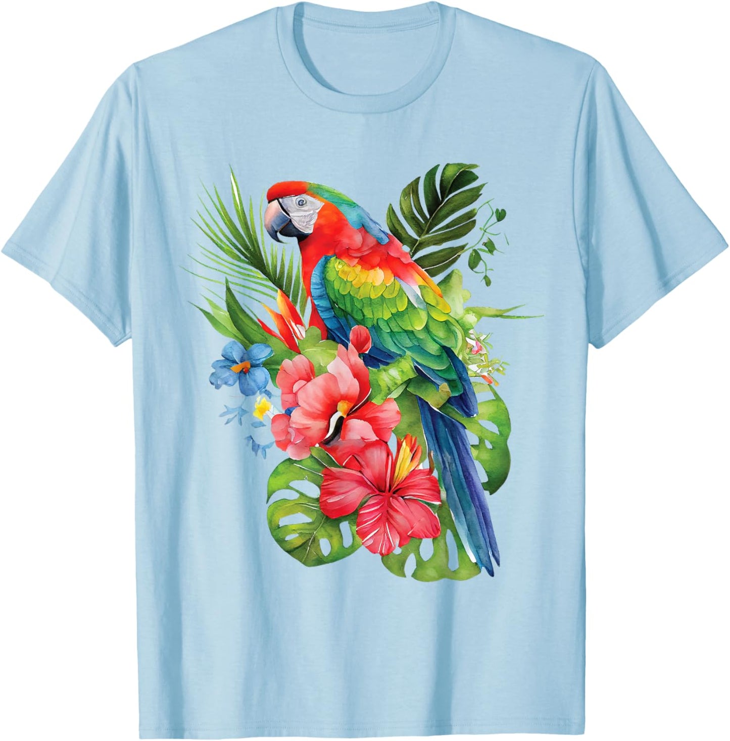 Tropical Parrot Exotic Jungle Bird Colorful Shirt T-Shirt - T-Shirt | Light Blue