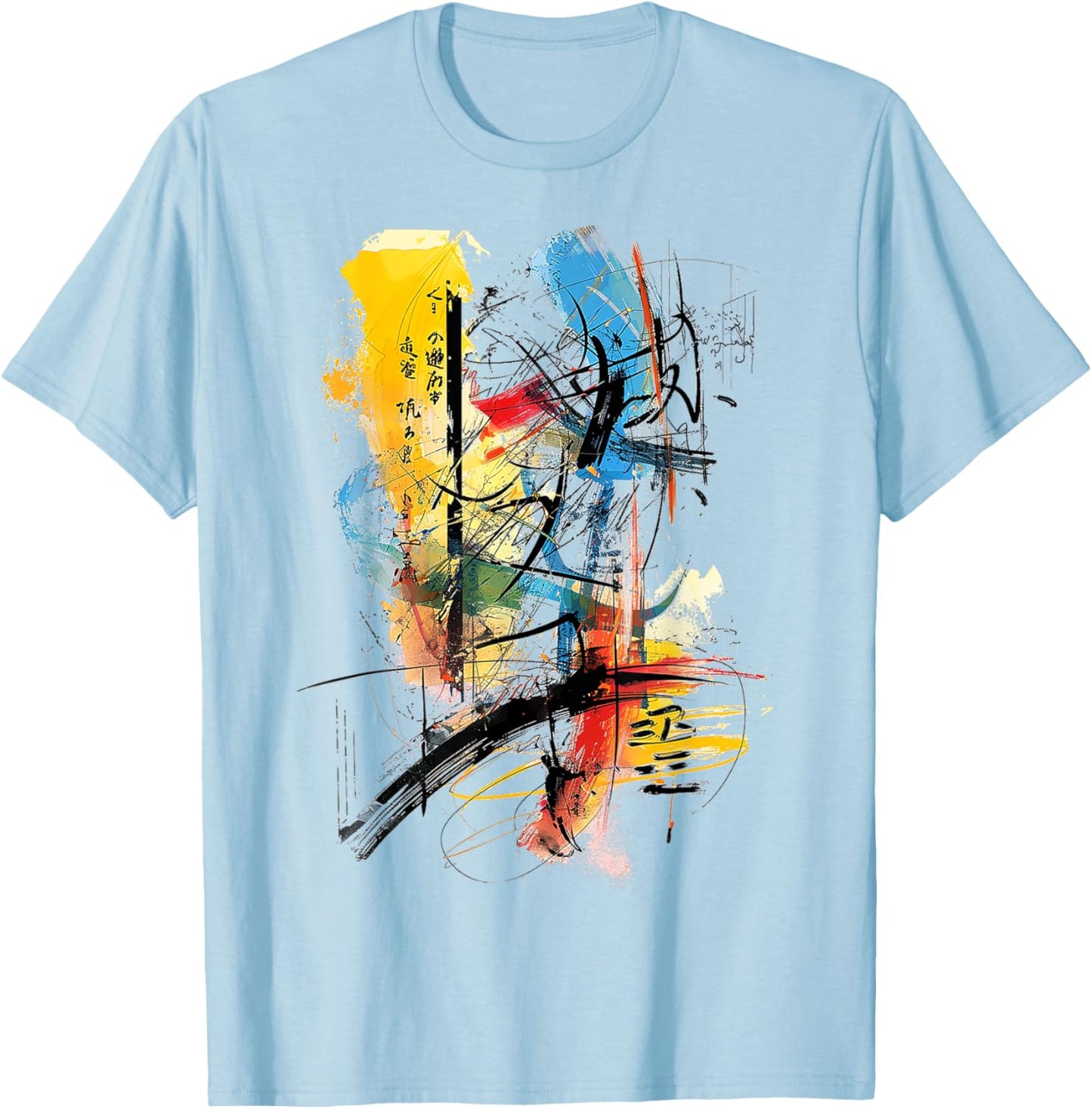 Art Colorful Drawing Abstract Painting Graphic Art T-Shirt - T-Shirt | Light Blue