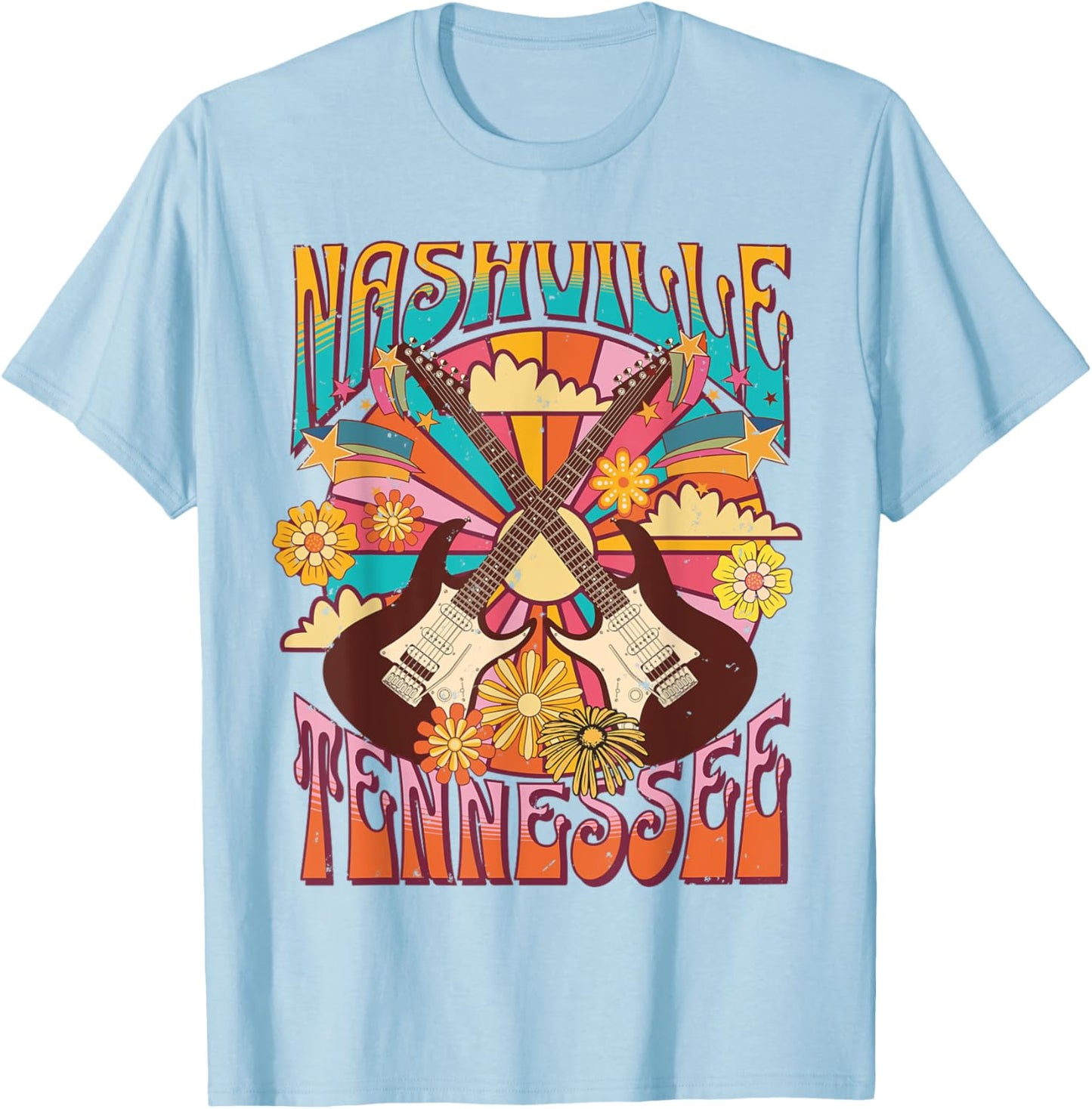 Nashville Country Music City Girls Trip Retro Nash Bash Bach T-Shirt - T-Shirt | Light Blue