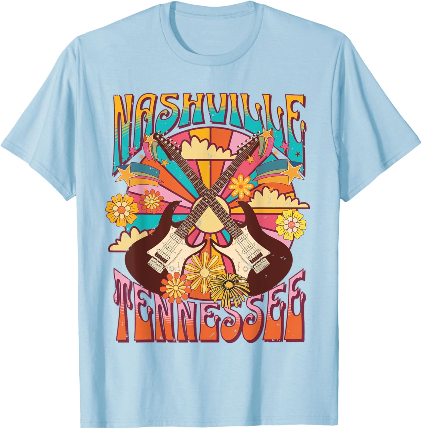 Nashville Country Music City Girls Trip Retro Nash Bash Bach T-Shirt - T-Shirt | Light Blue