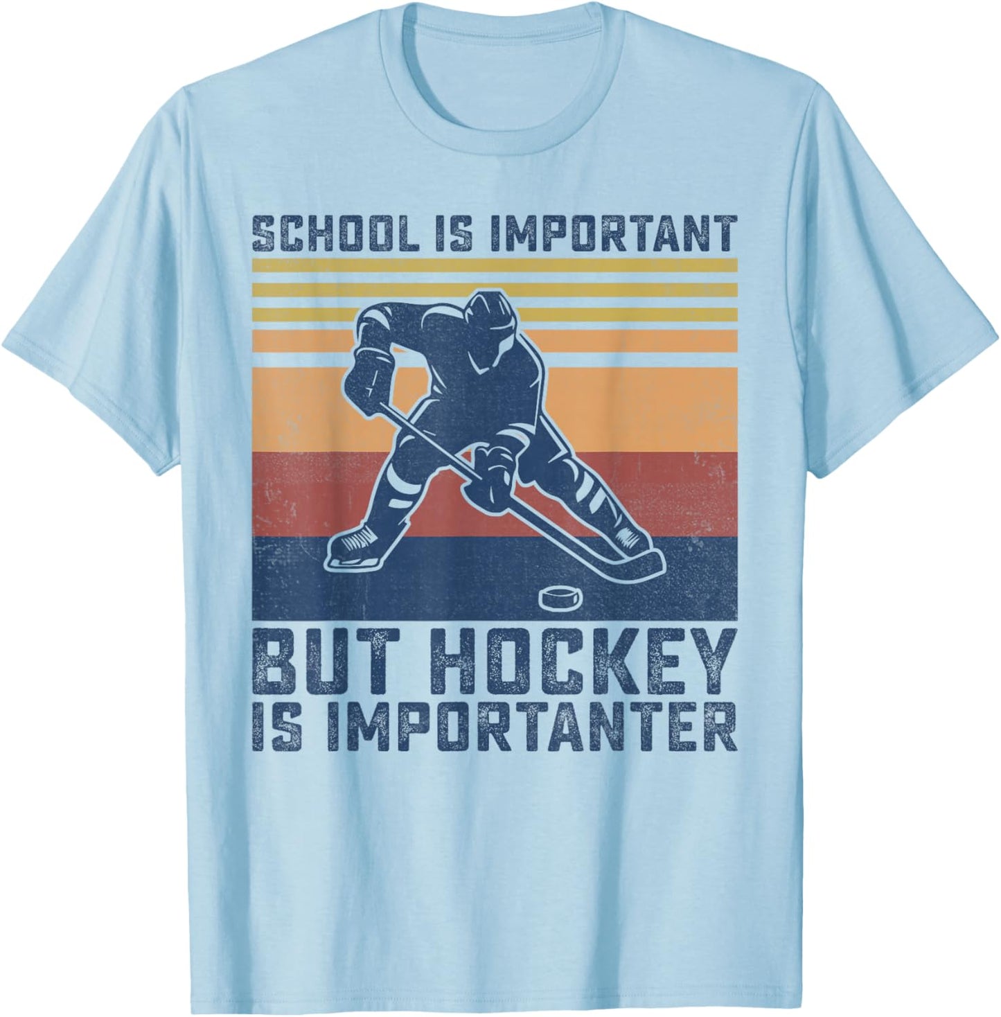 Funny School Is Important But Hockey Is Importanter Boys T-Shirt - T-Shirt | Light Blue