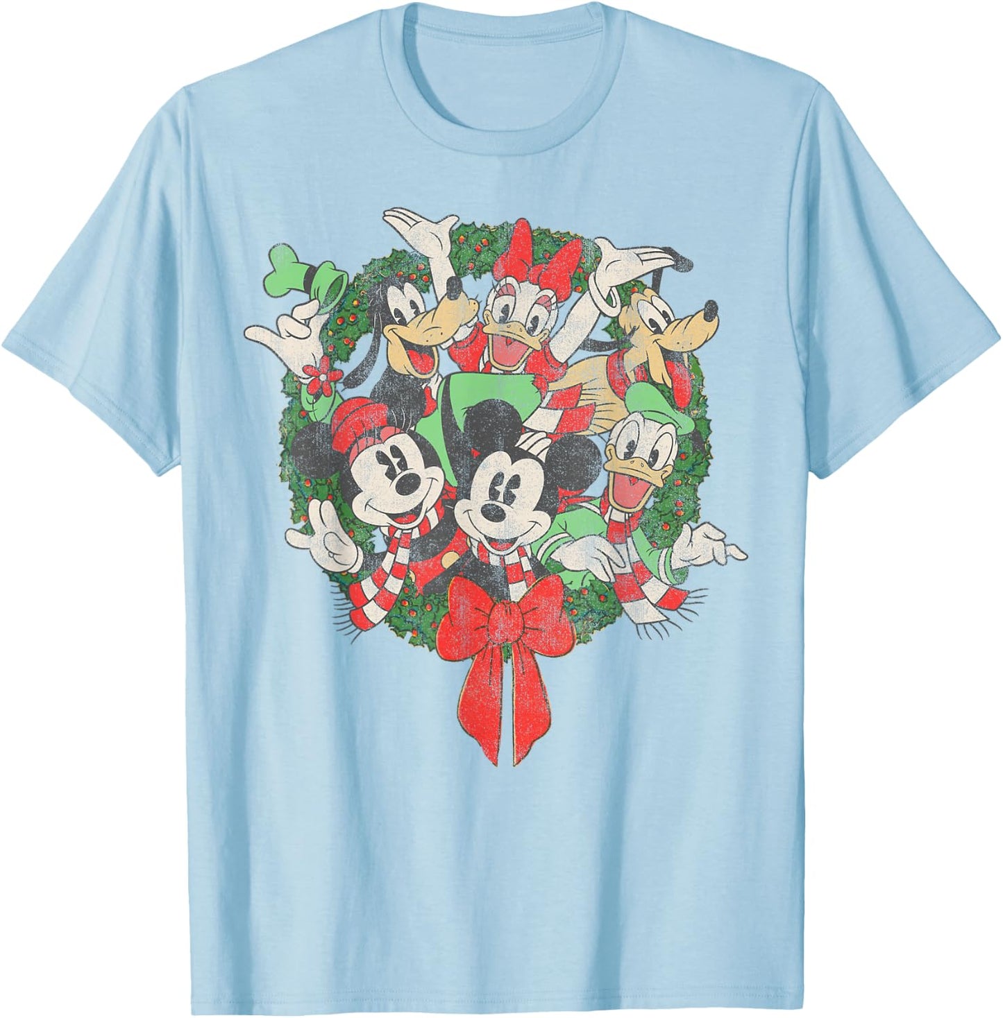 Disney Group Shot Christmas Wreath T-Shirt - T-Shirt | Light Blue