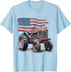 Patriotic Tractor American Flag Tractor Farmer Farm Men Boys T-Shirt - T-Shirt | Light Blue