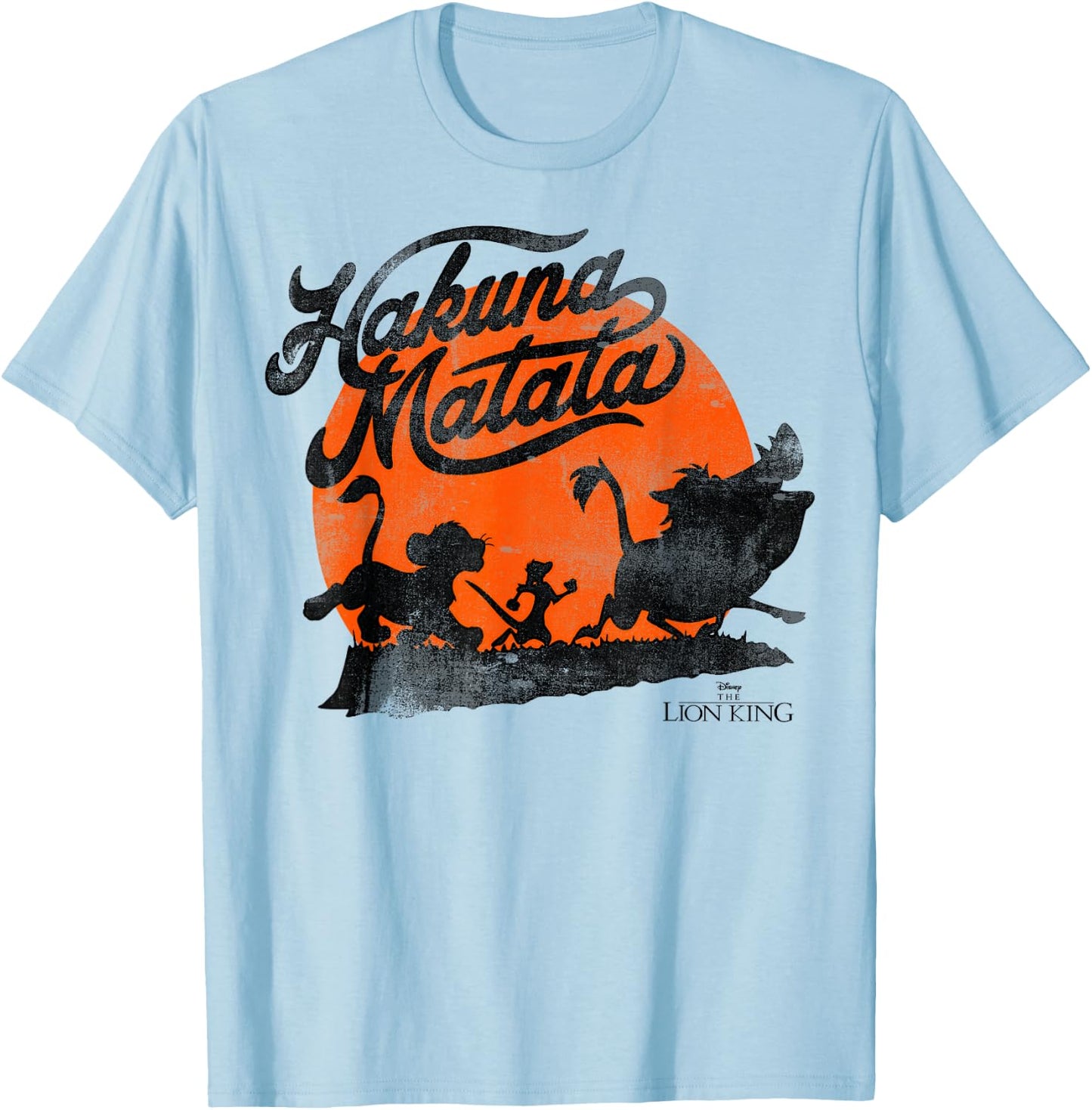 Disney Lion King Hakuna Matata Trio Orange Sunset Silhouette T-Shirt - T-Shirt | Light Blue