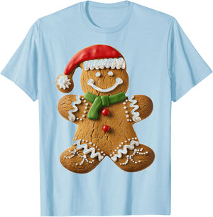Gingerbread Christmas Graphic X-Mas Art Family Gingerbread T-Shirt - T-Shirt | Light Blue