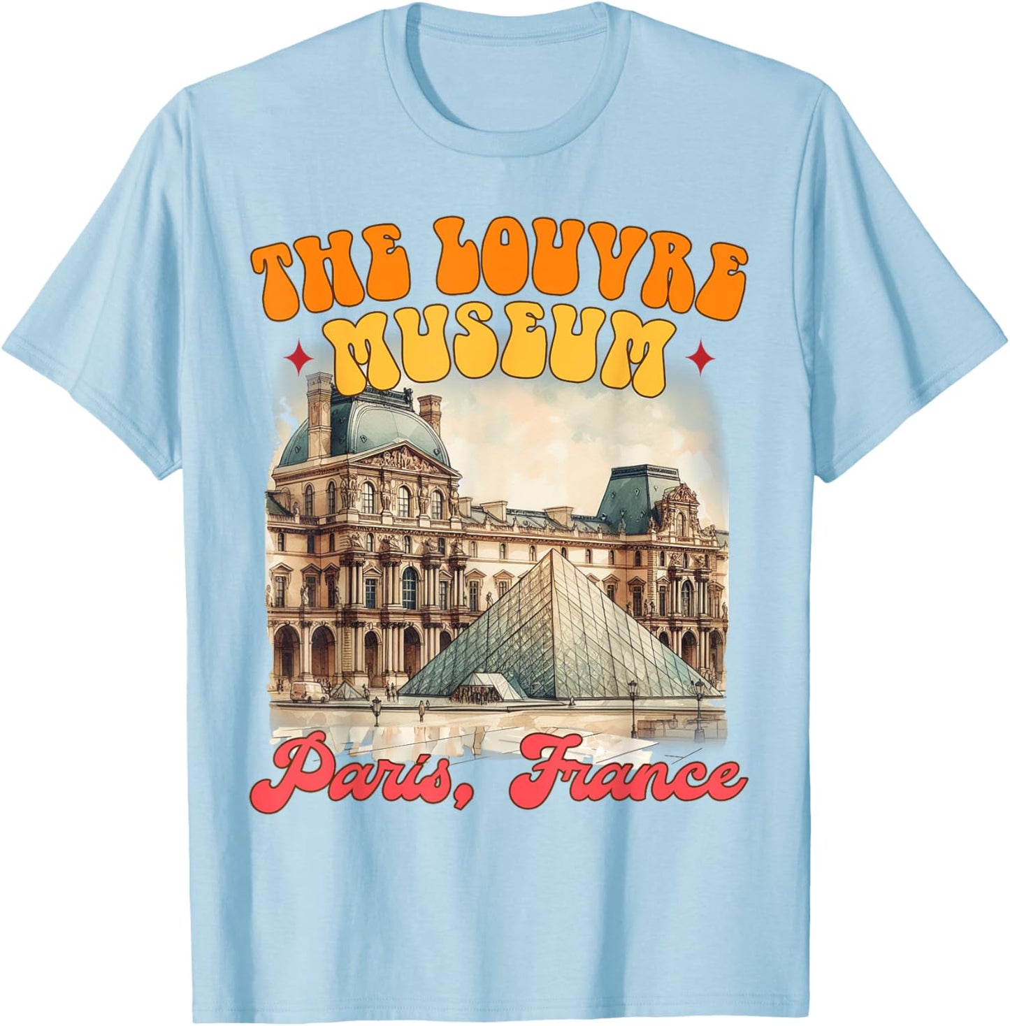 Paris Travel France Trip Vacation The Louvre Museum Paris T-Shirt - T-Shirt | Light Blue