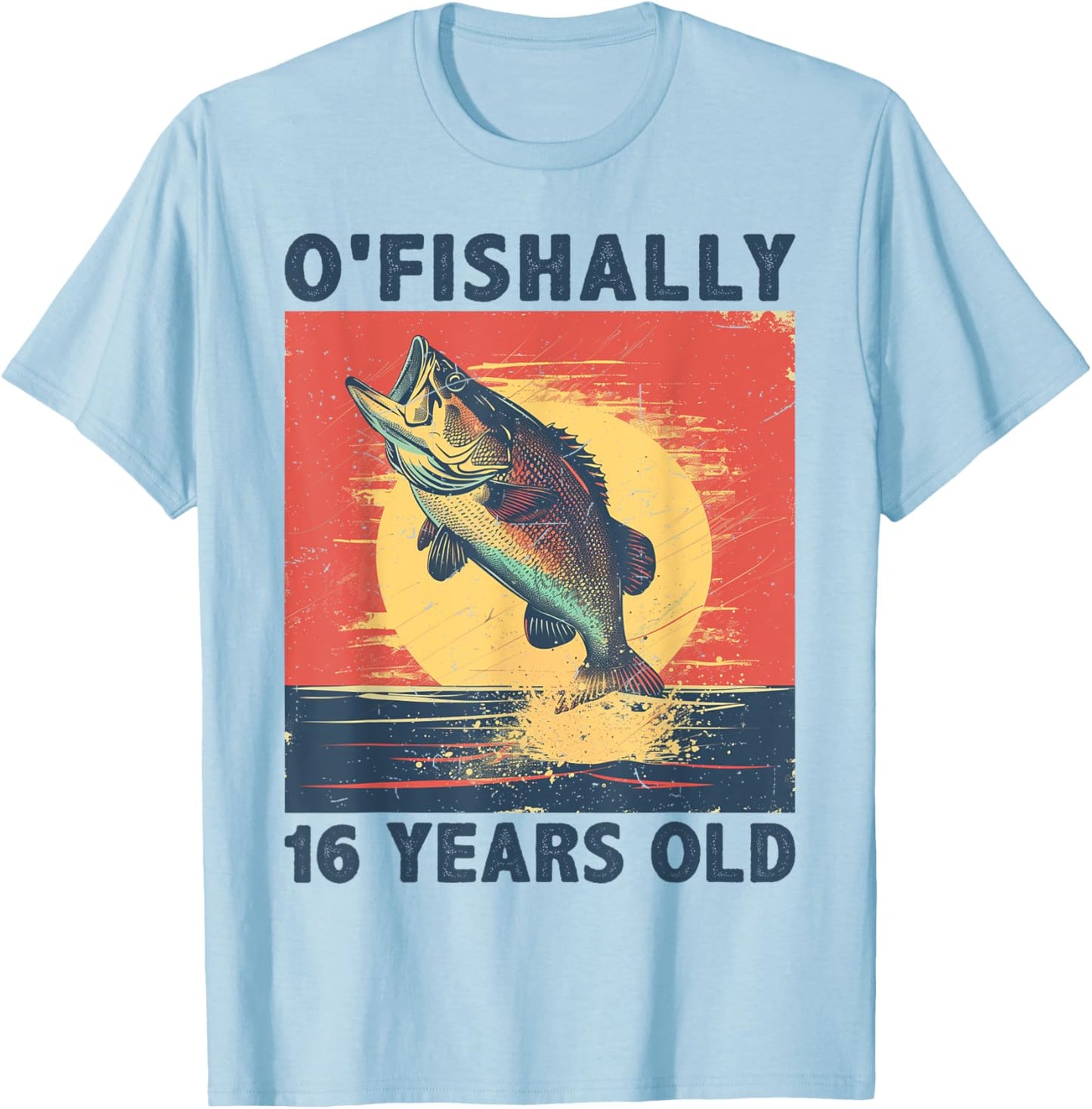 Ofishally 16 Years Old 2008 Fishing Fisherman 16th Birthday T-Shirt - T-Shirt | Light Blue