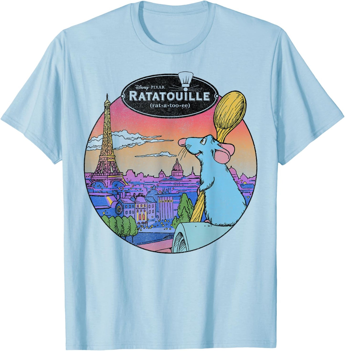 Disney Pixar Ratatouille Remy and Paris Logo T-Shirt - T-Shirt | Light Blue