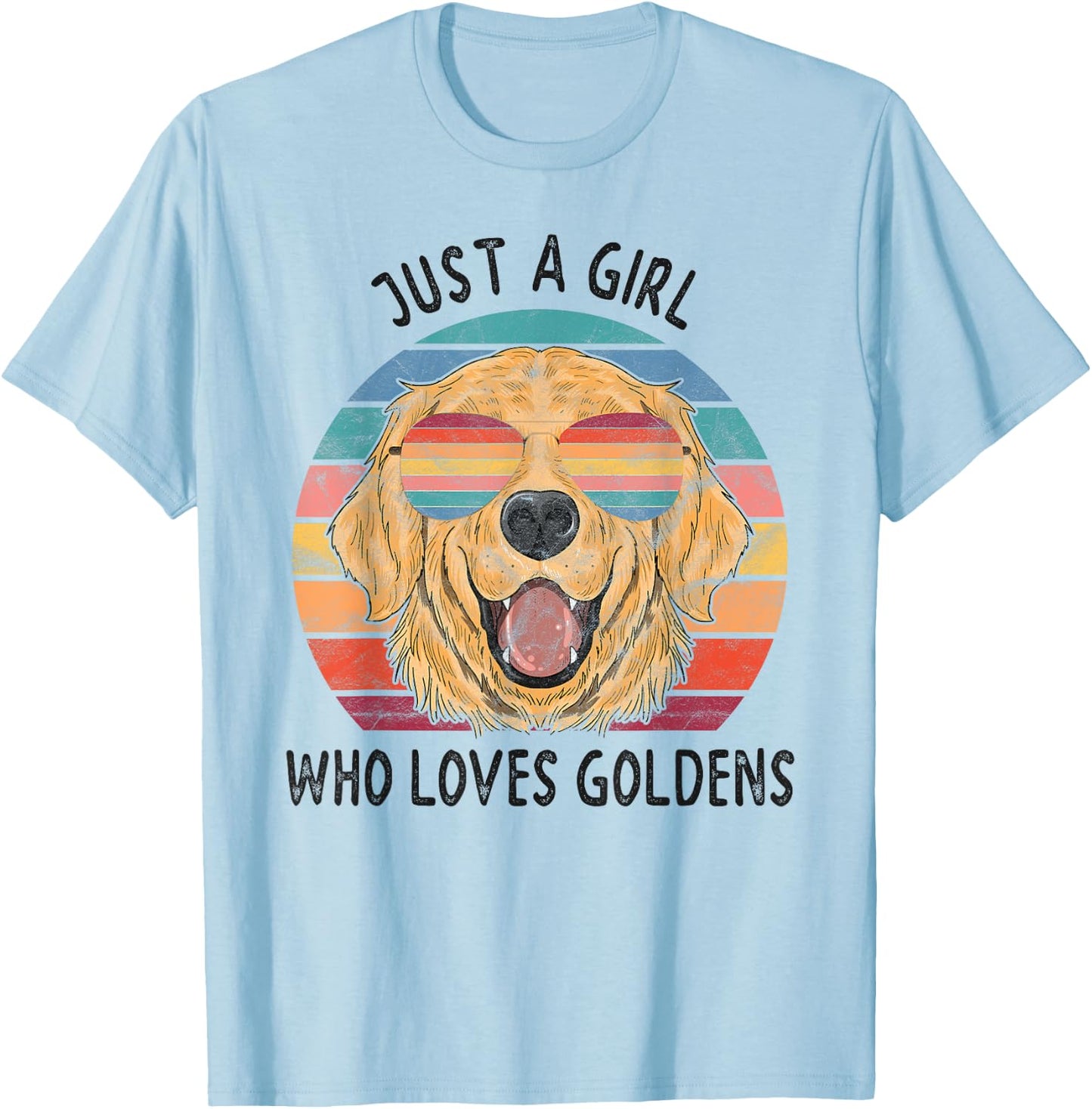 Girl Who Loves Golden Retrievers Dogs T-Shirt - T-Shirt | Light Blue