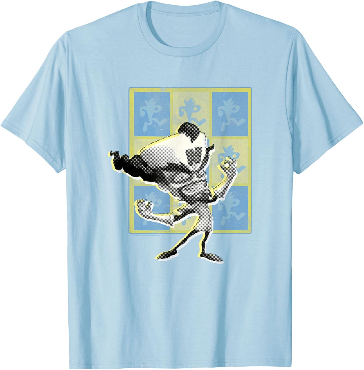 Crash Bandicoot Retro Checkerboard Dr. Neo Cortex Poster T-Shirt - T-Shirt | Light Blue