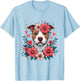 Pitbull Love/Pitbull Dog Flowers/Funny Pitbull T-Shirt - T-Shirt | Light Blue
