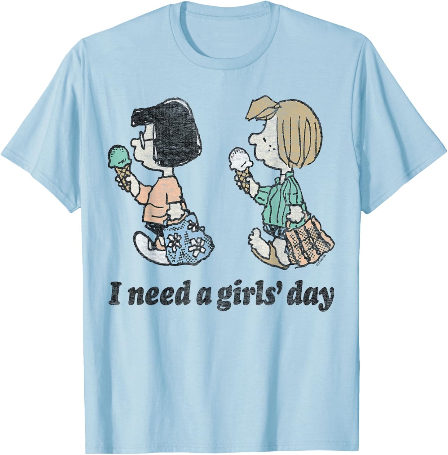 Peanuts - Peppermint Patty and Marcie Need A Girls Day T-Shirt - T-Shirt | Light Blue