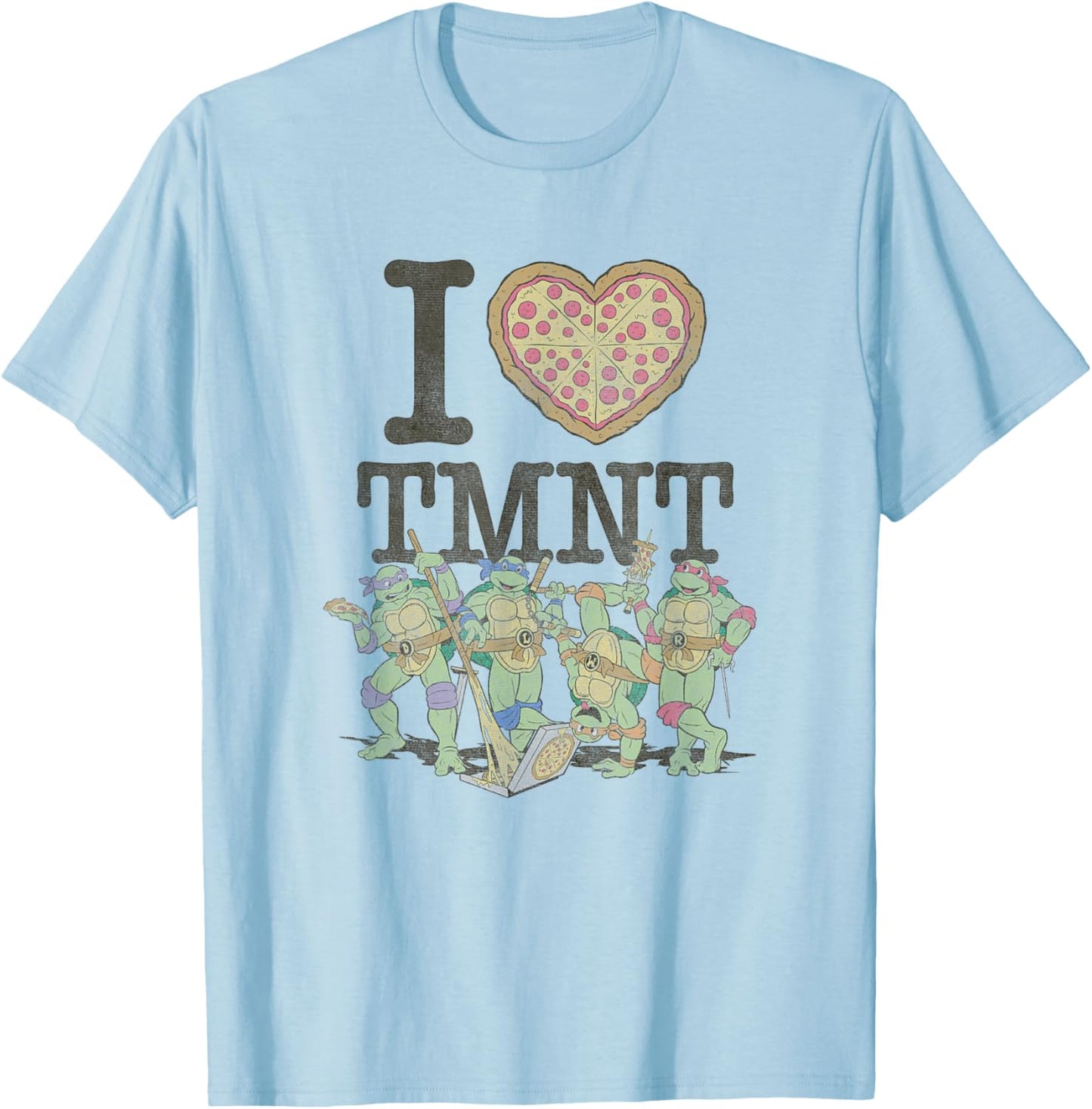 Teenage Mutant Ninja Turtles I Love TMMT Pizza Team Portrait T-Shirt - T-Shirt | Light Blue