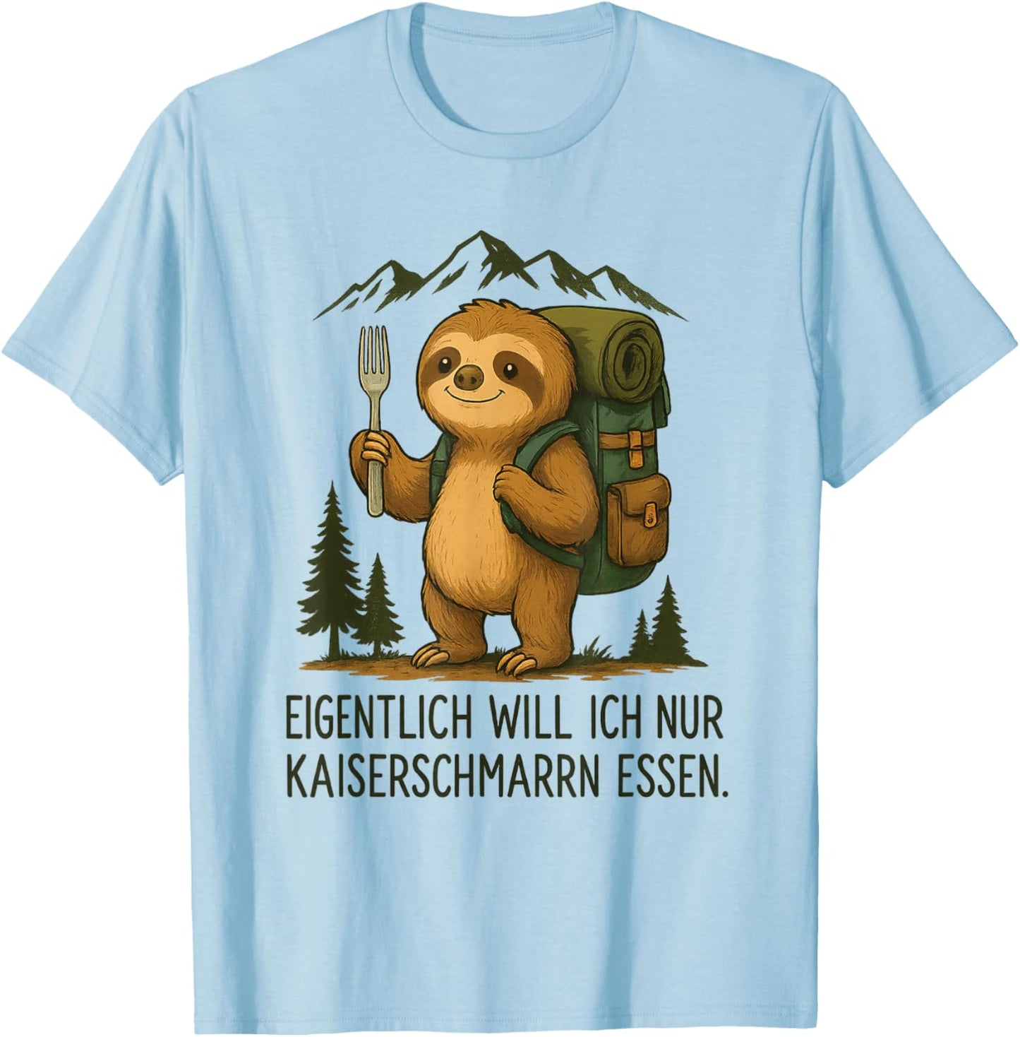 Süßes Faultier Kaiserschmarrn Lustiges Bergsteiger Wander T-Shirt - T-Shirt | Light Blue