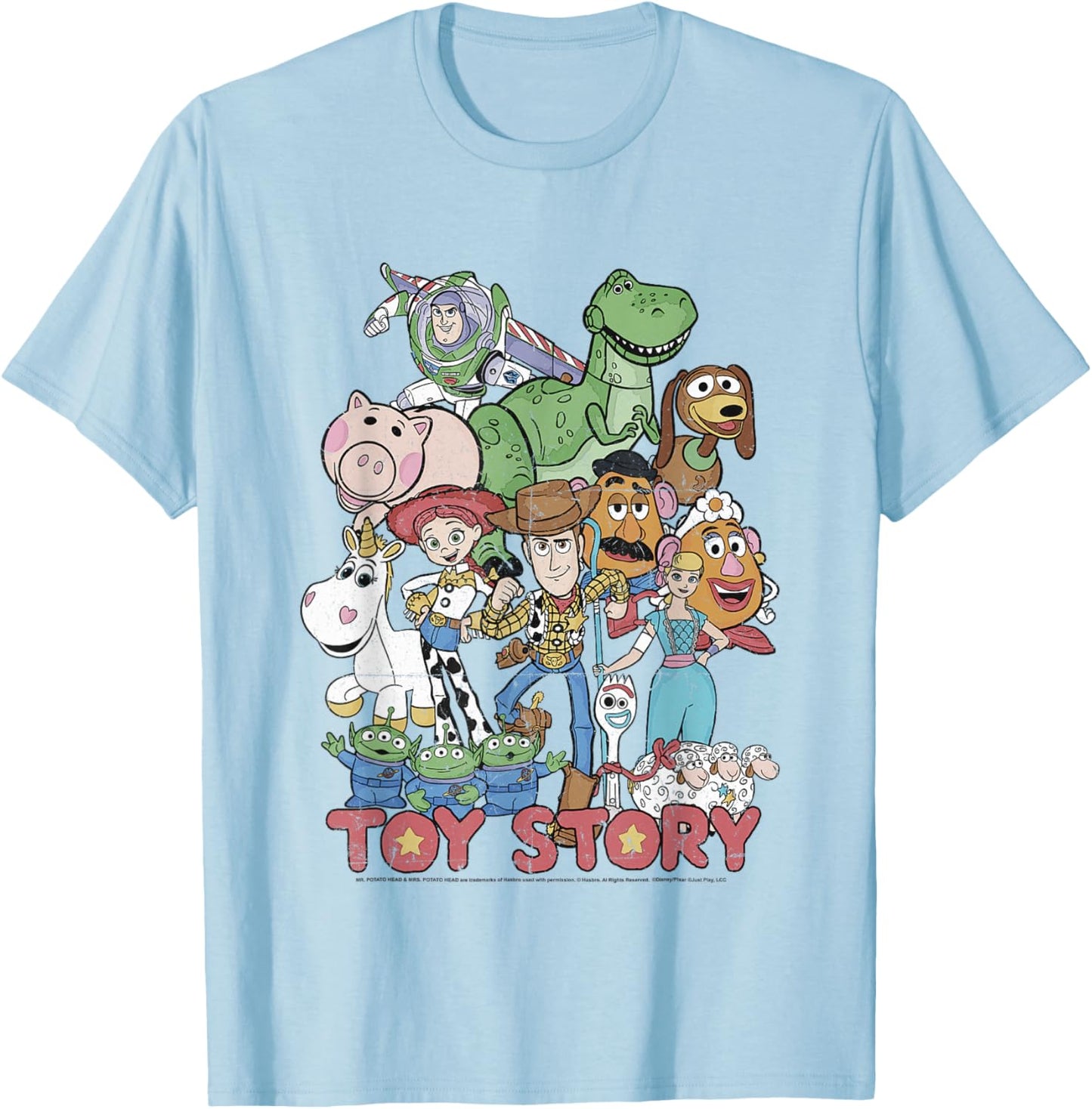 Disney Pixar Toy Story All Stars Distressed Group Shot T-Shirt - T-Shirt | Light Blue