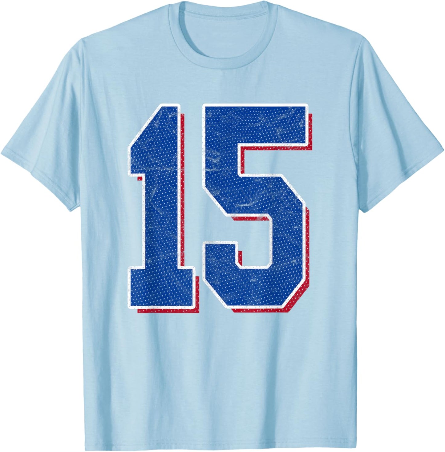 Number 15 Numbered Uniform Sports Team Jersey 15th Birthday T-Shirt - T-Shirt | Light Blue